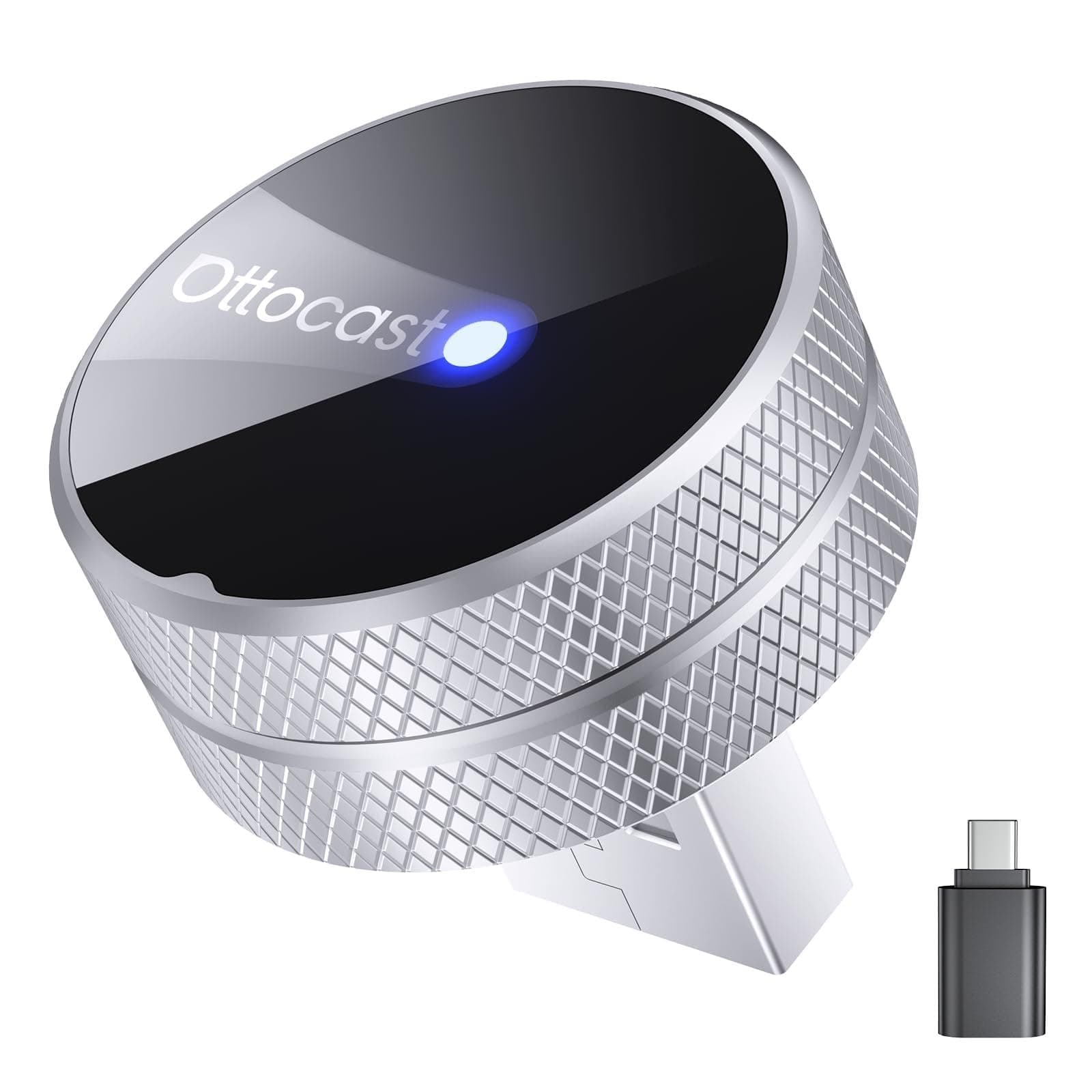 OTTOCAST Mini Tube 2026 Adaptador CarPlay Android Auto Inalámbrico para iOS 10+/Android 11+, Compatible con 99% Vehículos Desde 2016, Conexión Rápida 5-8s, USB-A/C, OTA (Excepto BMW/Tesla)