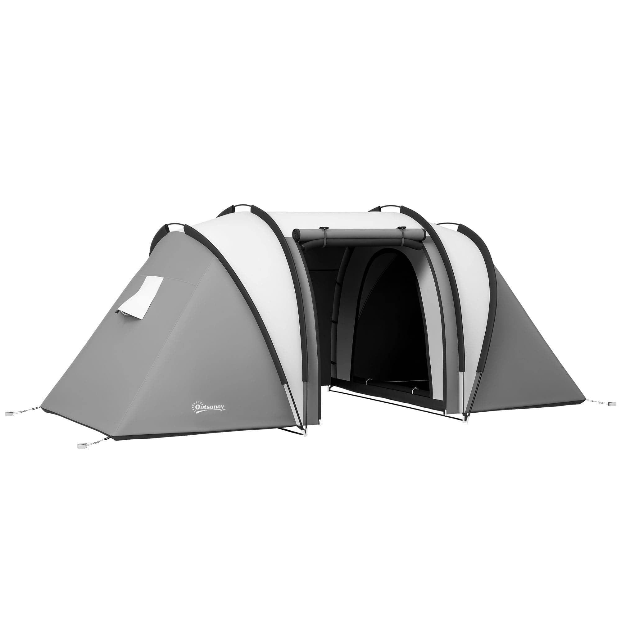 Outsunny Tente de Camping familiale 4-5 Personnes avec 2 Chambres, 3000 mm imperméable et ventilée, Installation Facile, Tente de randonnée avec 3 Portes et fenêtres et Sac de Transport