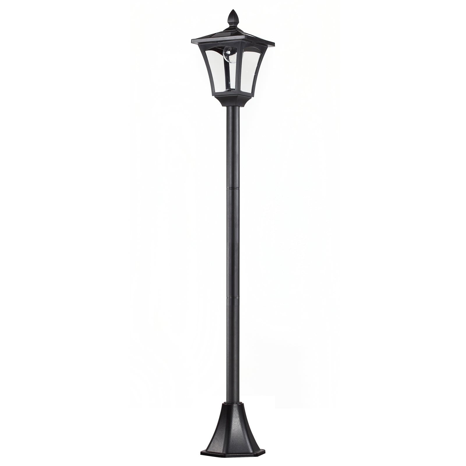 Outsunny LED Solar Gartenlaterne, Gartenlampe aus Edelstahl 160 cm hoch Stehleuchte IP44, Gartenlampe mit 40 Lumen Lichtsensor Solarlampe mit Erdspieß, Windlicht für Garten Balkon Schwarz