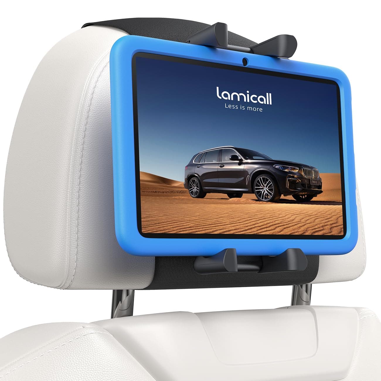 Lamicall Soporte Tablet Reposacabezas Coche - [Clip Silicona Ancho] [Plegable] 360° Rotación, Tira Mágica Elástica Soporte para Funda Gruesa, para iPad, Switch y Otros 6,1 a 13" Tablet