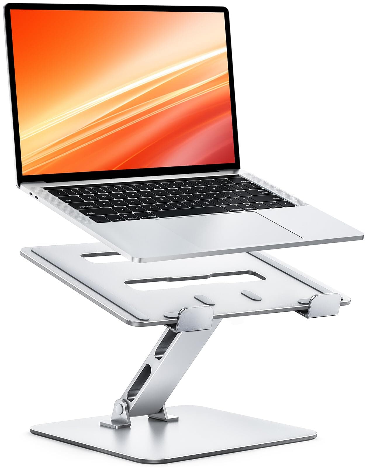 CIRYCASE Supporto PC Portatile Ergonomico, Altezza Regolabile Laptop Stand Alluminio Pieghevole, Raffreddamento Rialzo PC Scrivania Compatibile con MacBook Pro/Air, Cassetti Tastiera Laptop da 10-16"