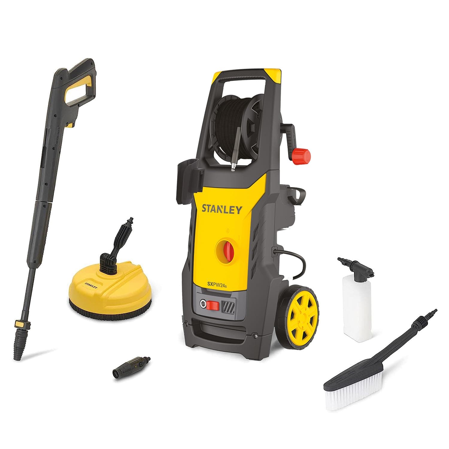 Stanley Idropulitrice SXPW19BX | ad Alta Pressione | per Auto ed Esterni Casa | con Lavapavimenti e Spazzola Fissa | Pressione max. 150 bar | Portata max. 440 l/h | Assorbimento 1900 W