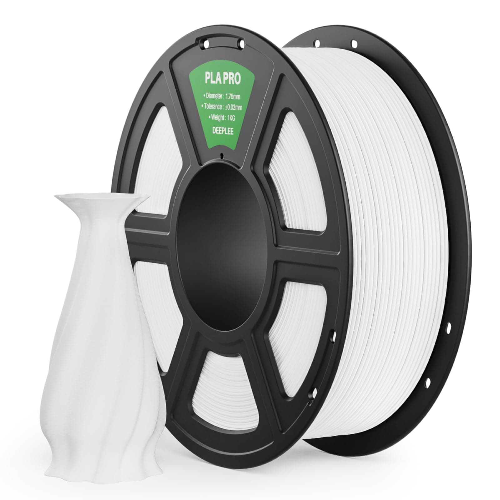 DEEPLEE Filament PLA Pro Blanc 1kg de 1.75 mm avec Précision Dimensionnelle de +/- 0,02 mm 1 Bobine Haute Résistance Facile à Imprimer pour Imprimantes 3D FDM
