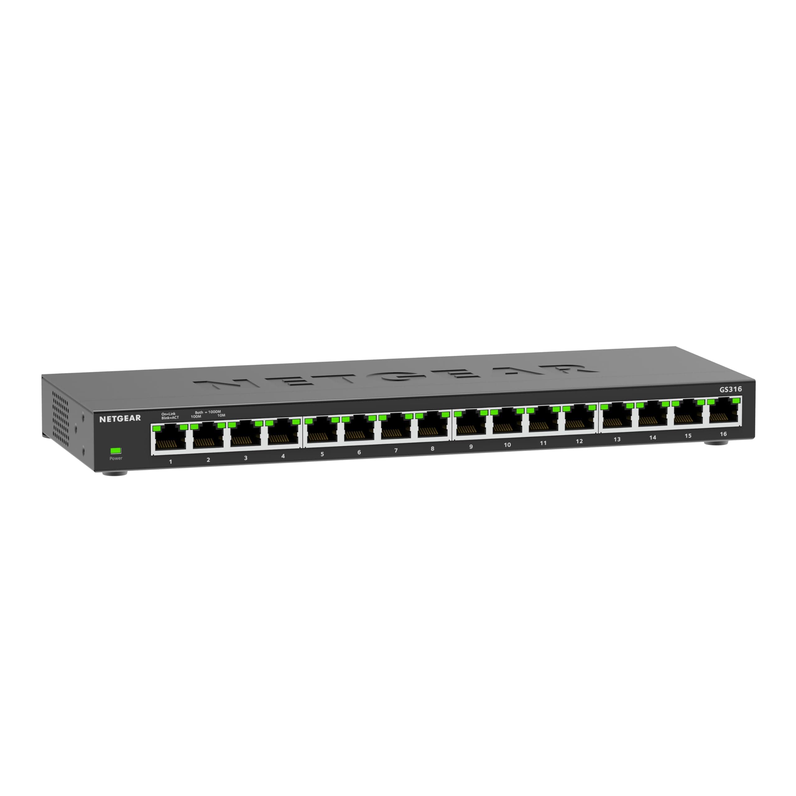 Netgear Switch de 16 Puertos Gigabit Ethernet no gestionable (GS316): Montaje de sobremesa o en Pared, Funcionamiento silencioso