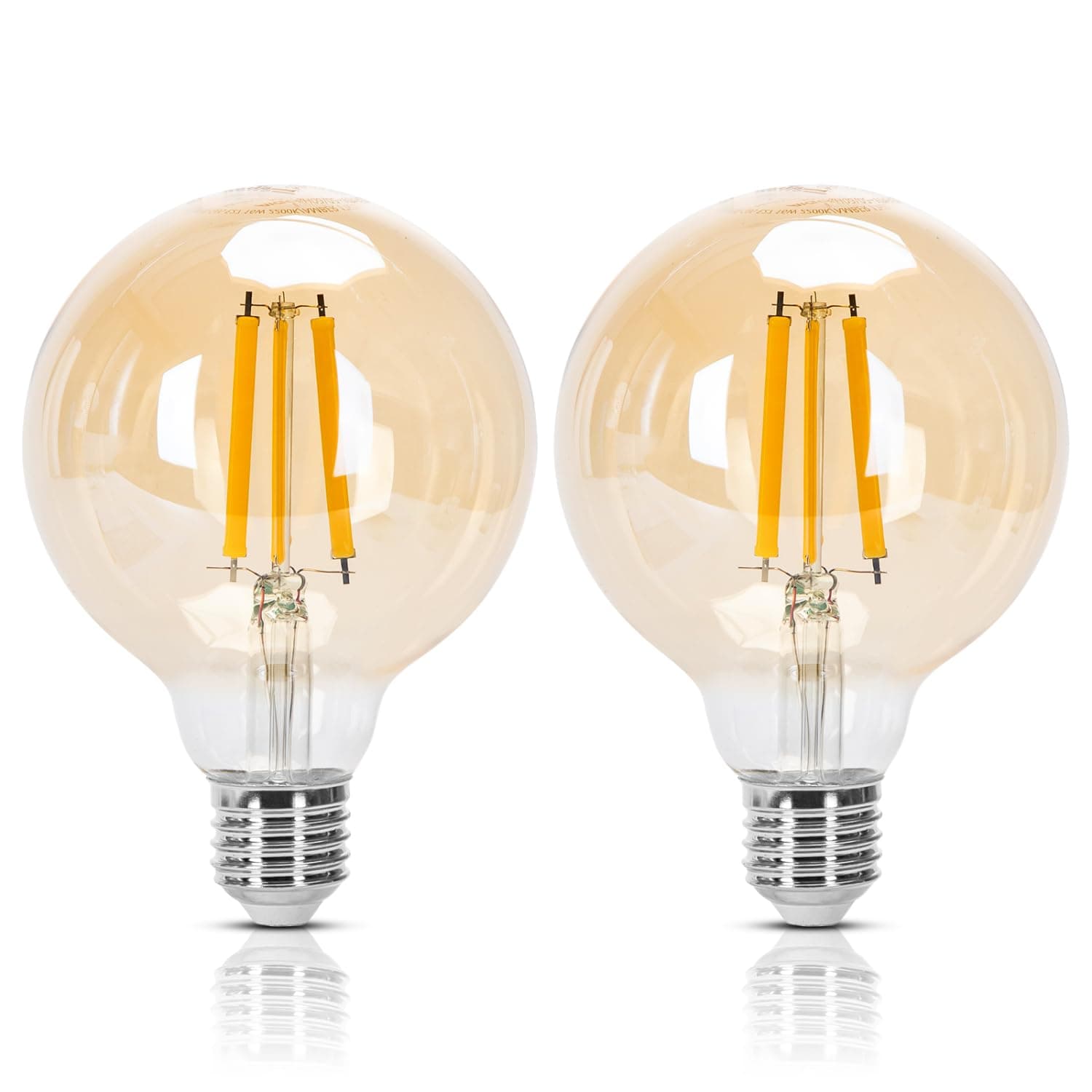 Aigostar - Bombilla LED E27 Edison, 10W Equivalente a 77W, Blanco Cálido 2200K, 1100 Lúmenes, Bombilla LED Vintage Decorativa G95 de Filamento, No Regulable, Cristal ámbar, Pack 2