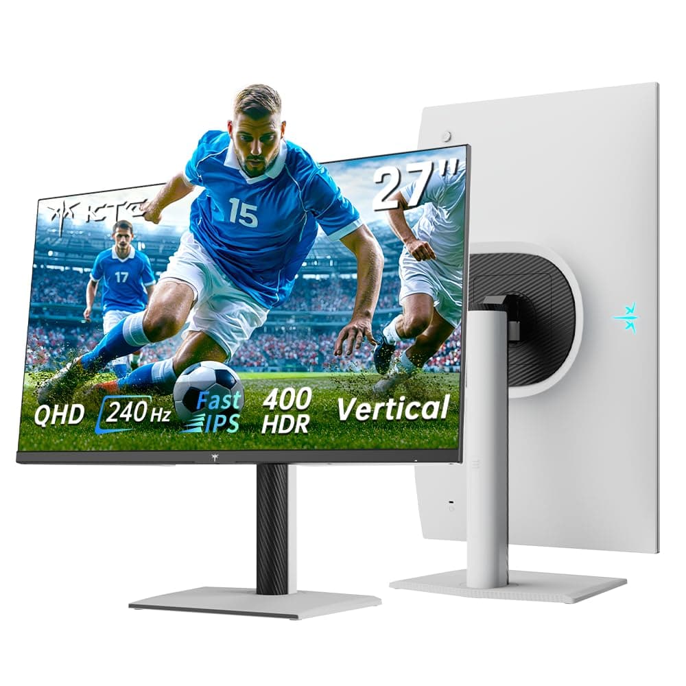 KTC H27E6S Monitor Gaming 27 Pollici QHD 2560 x 1440, 240 Hz (OC 275 Hz), Fast IPS, 1 ms, HDR400, FreeSync & G-Sync Compatible, Eye Care, VESA 100 x 100, Supporto Regolabile, HDMI 2.0, DisplayPort 1.4