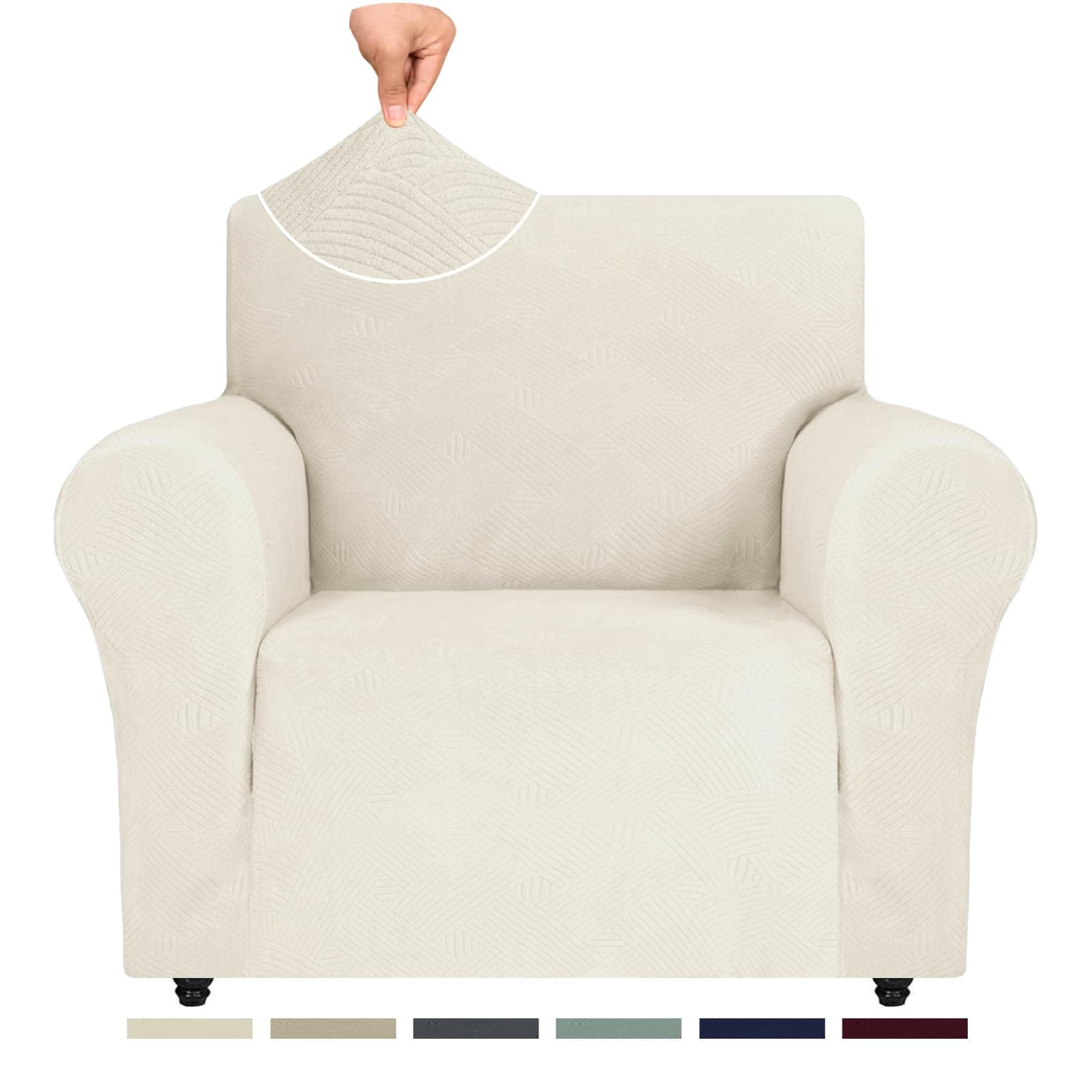 Ystyle Copripoltrona 1 Posto Con Braccioli, Copridivano Antigraffio Gatto, Copridivani Elasticizzato, Pesante Inverno Copri Divani, Fodera Divano Antimacchia Lavabile Antiscivolo, Panna