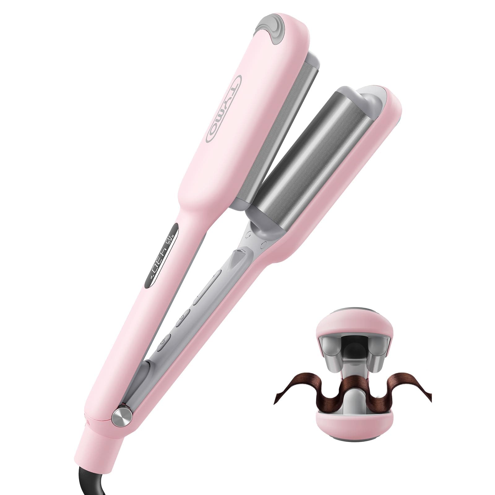 TYMO ROVY Welleneisen für haare, Lockenstab große Locken geeignet für Anfänger, Sofortiges Wellen, 25mm Ionen Keramik Hair Curler für Lange kurze Haare mit 4 Temperaturen LED-Anzeige, Anti-Verbrennung