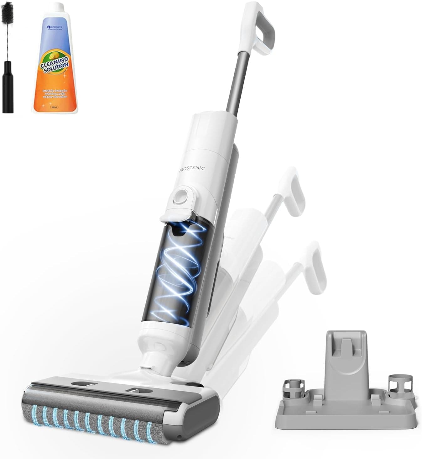 Proscenic F10 Ultra+ Aspirateur Laveur sans Fil,60 Mins Aspirateur Balai sans Fil Sec et Humide,Léger Aspirateur Eau et Poussière,Laveur de Sol,Autonettoyant,1.3L,Nettoyage des Angles,Bords,Sols Durs