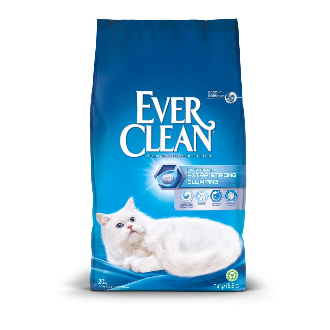 Ever Clean Litière pour Chat, Extra Fort agglomérant, Non parfumée, 20L