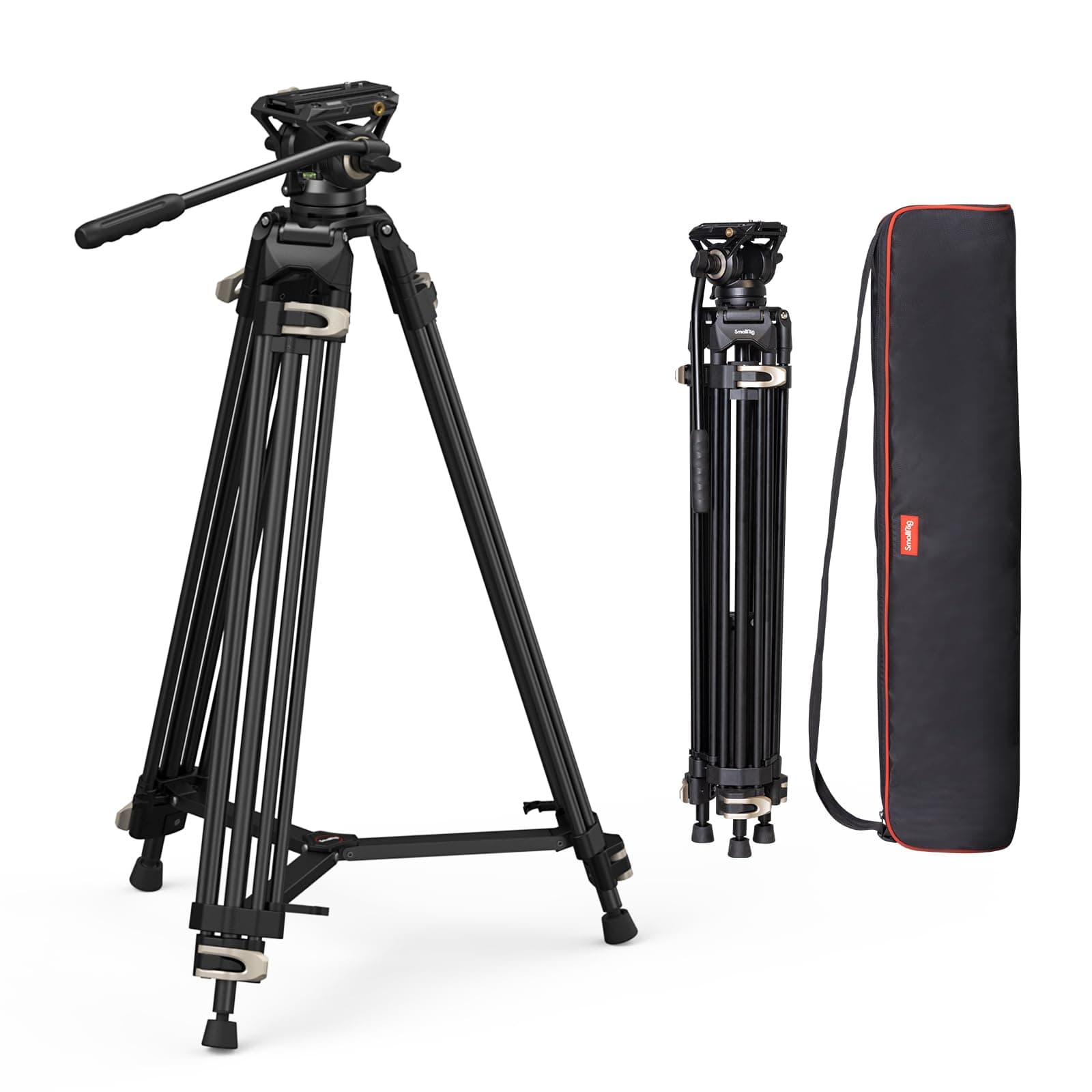 SMALLRIG Treppiede Video, Treppiede in lega di alluminio da 73"/186cm con testa fluida, Spargitore di livello e piastra di sgancio rapido, carico massimo 17,6 LB/8 kg per DSLR, Videocamera - 3751