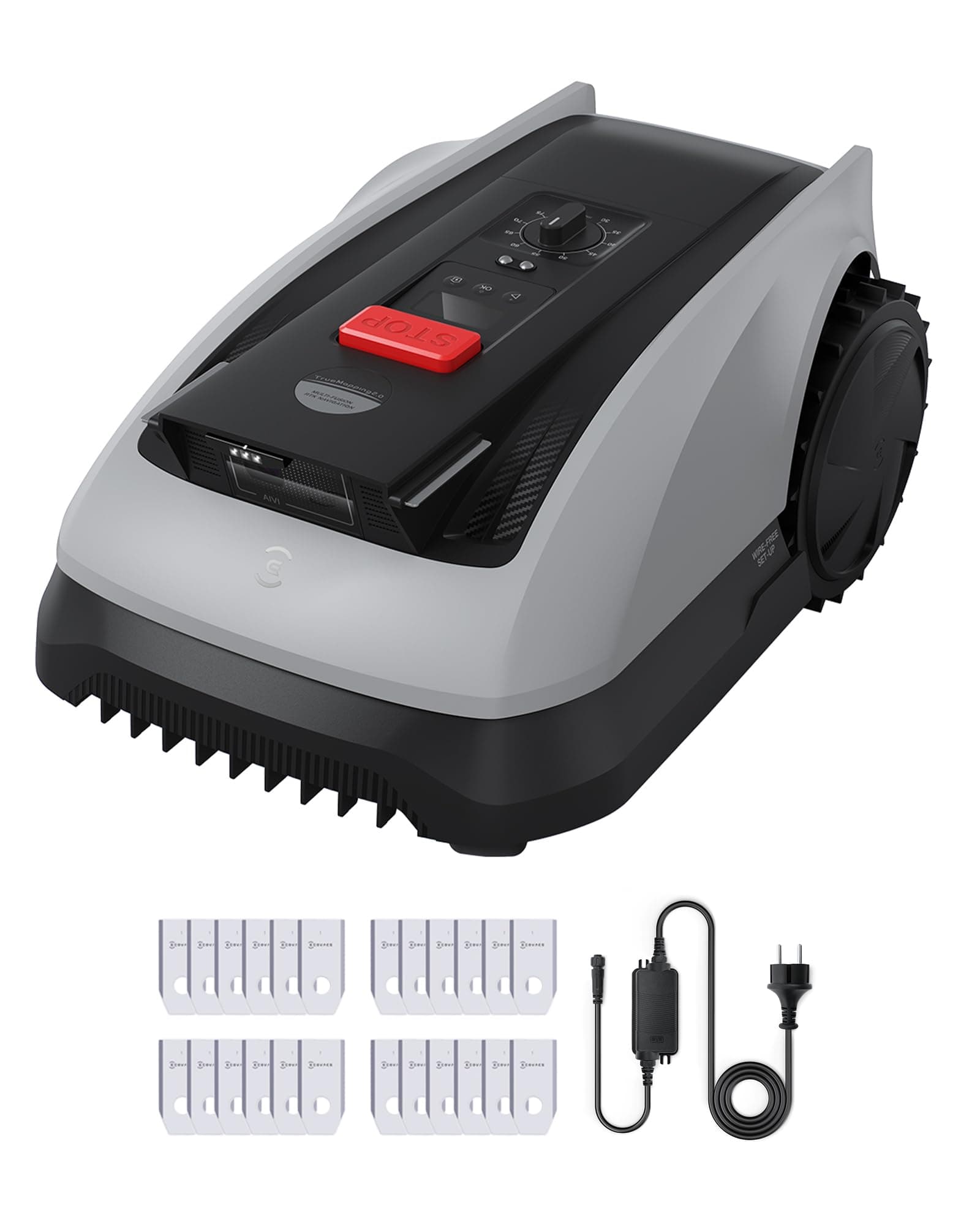 ECOVACS Goat O600 RTK Care Kit Robot Tosaerba Senza Cavi Perimetrali, per Aree Fino a 600 M², Navigazione RTK+Vision, Evita Ostacoli con IA, Controllo via App, Passaggio in Spazi da 0,7 M