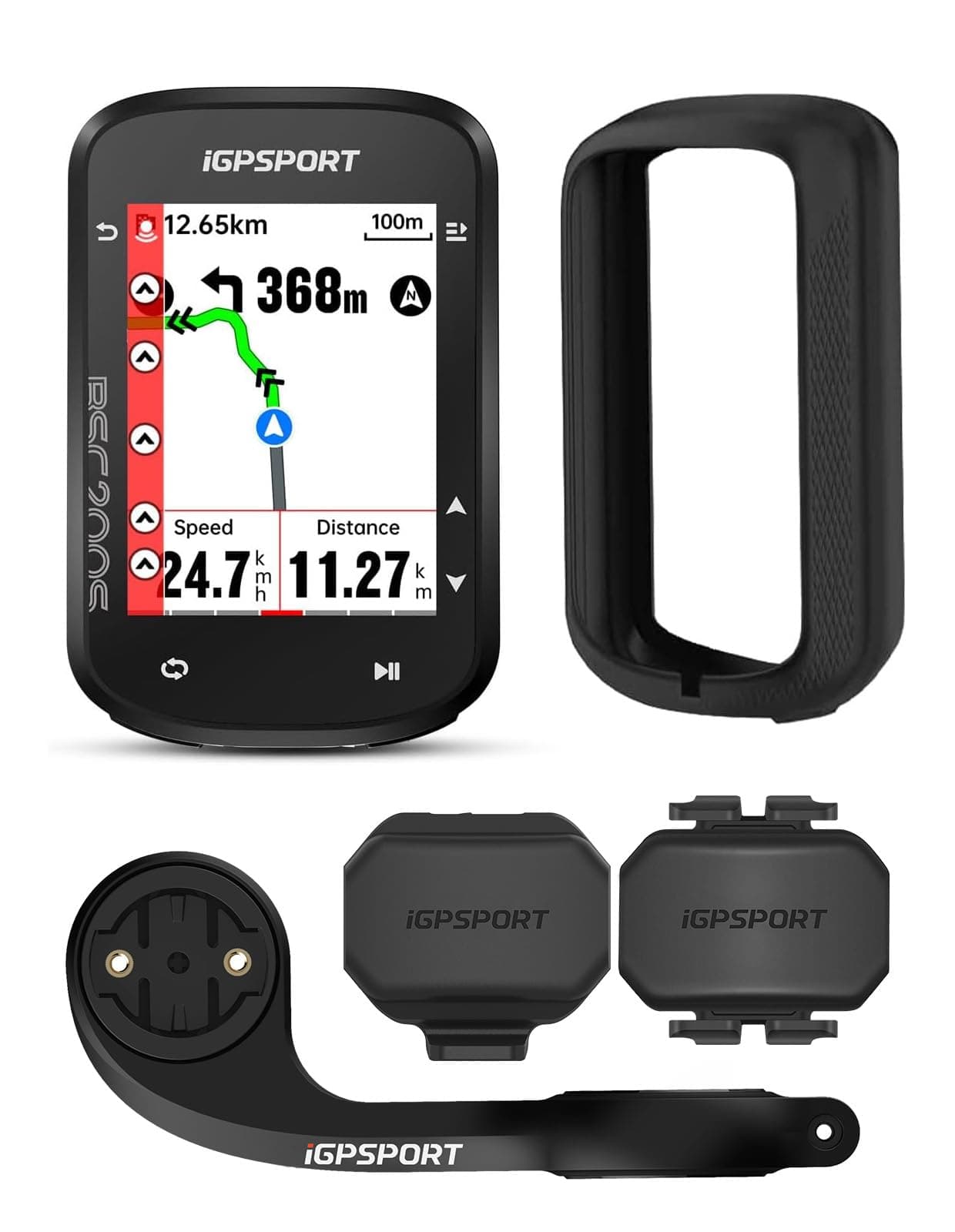 iGPSPORT BSC200S Compteur Velo sans Fil, Écran Couleur 2.4" Navigation Routière, Enregistrement Continu Détection de Mouvement Navigation à Une Touche, 100 Données Compteur Velo GPS