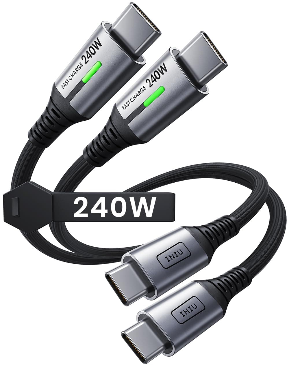 INIU 240W USB C Kabel, [2Stück 0.3m] PD Schnellladekabel USB C auf USB C Kabel, Nylon Geflochten Ladekabel USBC für iPhone 17 16 15 Pro Max Samsung S25 S24 Ultra Pixel 10 9a iPad Pro MacBook Air