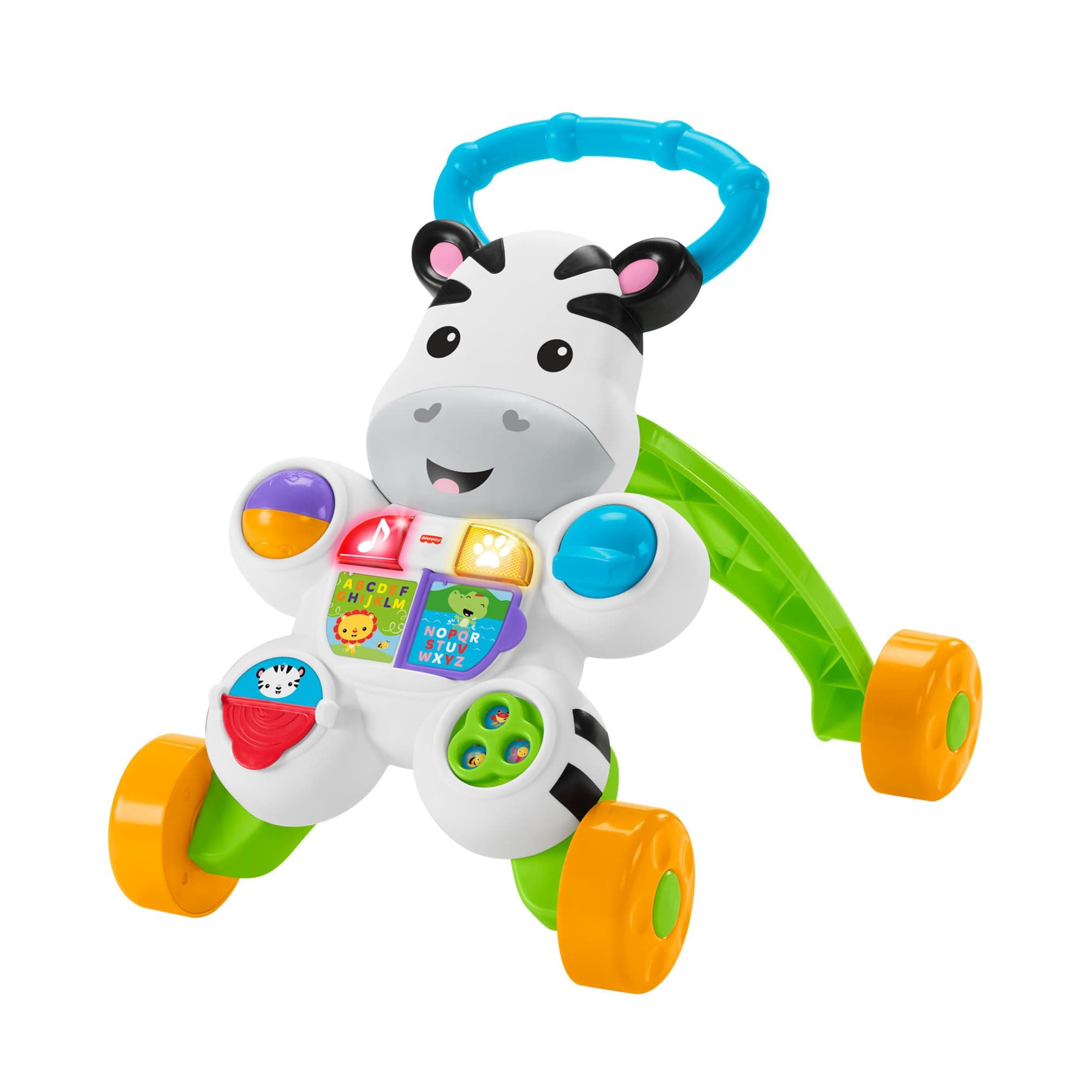 Fisher-Price Cebra parlanchina primeros pasos, andador correpasillos bebé +6 meses, versión español, embalaje reducido GXC34