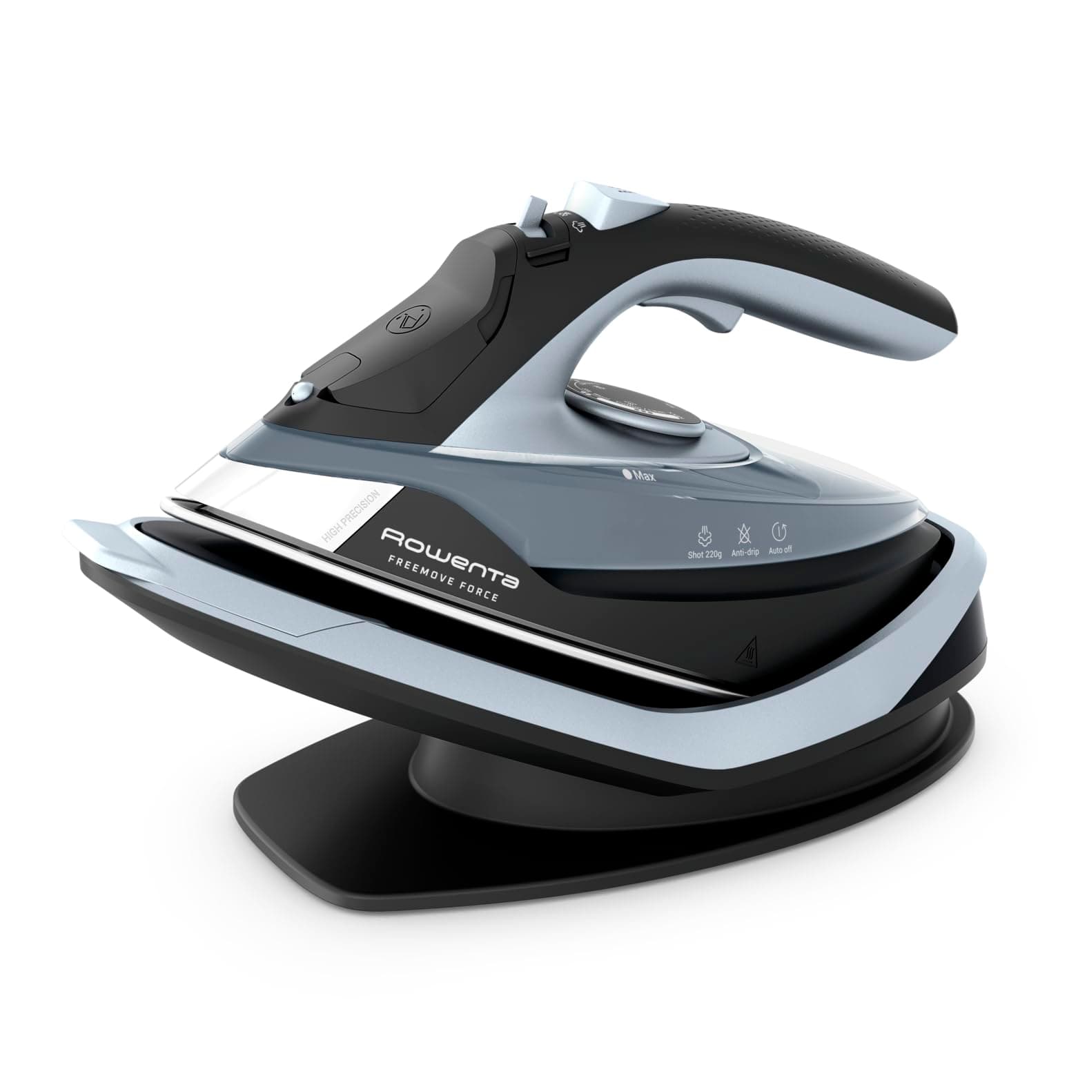 Rowenta Freemove Force, Ferro da Stiro a Vapore Senza Filo, Efficiente, Riscaldamento Rapido, Leggero, Ricarica Rapida, Erogazione del Vapore di 35 g/min, Spegnimento Automatico, DE6720D1