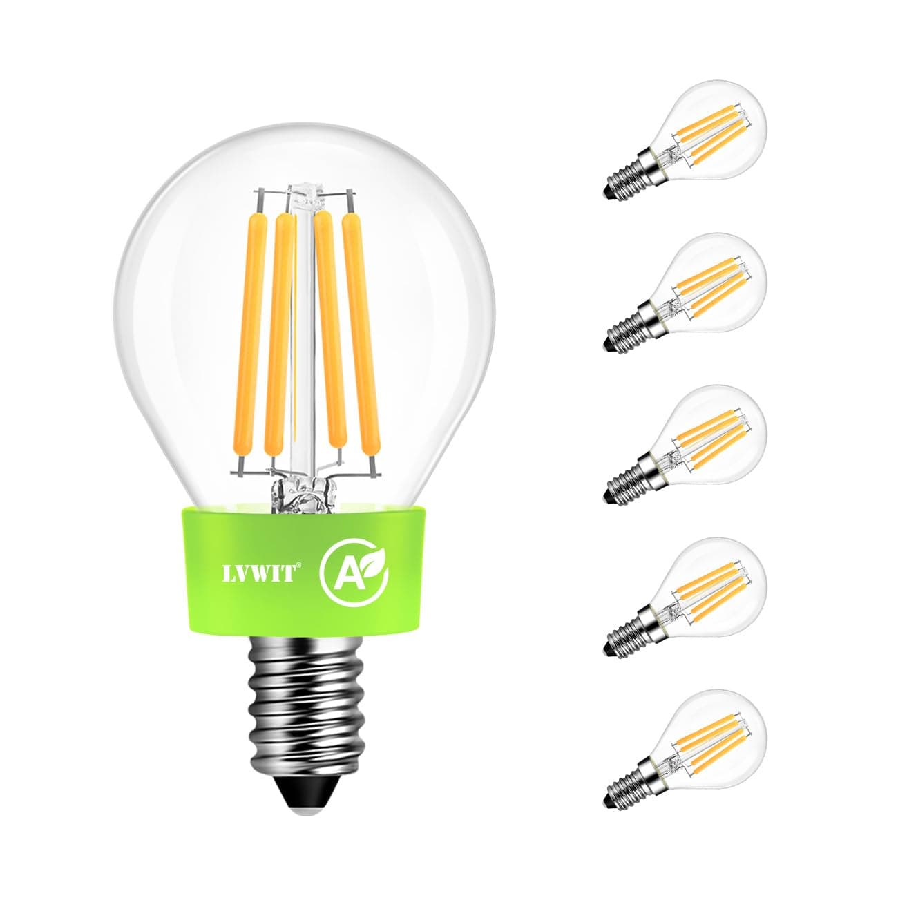 LVWIT Lampadine LED E14, Lampadine Filamento Classe A Ultra Efficiente, Luce Calda 2700k, 2.2W Equivalenti a 40W, 470LM, Forma a P45 Vintage, 95% Risparmio Energetico, Non Dimmerabile, 6 Pezzi