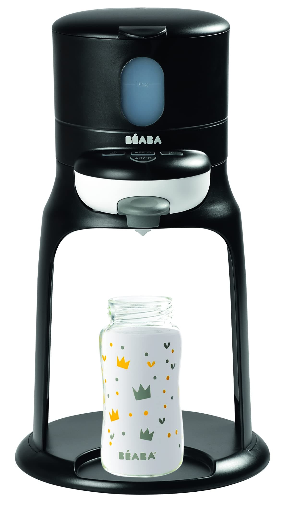 Béaba Préparateur-Chauffe Biberon/Petits pots, Distributeur d'Eau à Température Exacte, Instantané, Rapide, 2 Températures, Bib'Expresso, Noir , 1 Unité
