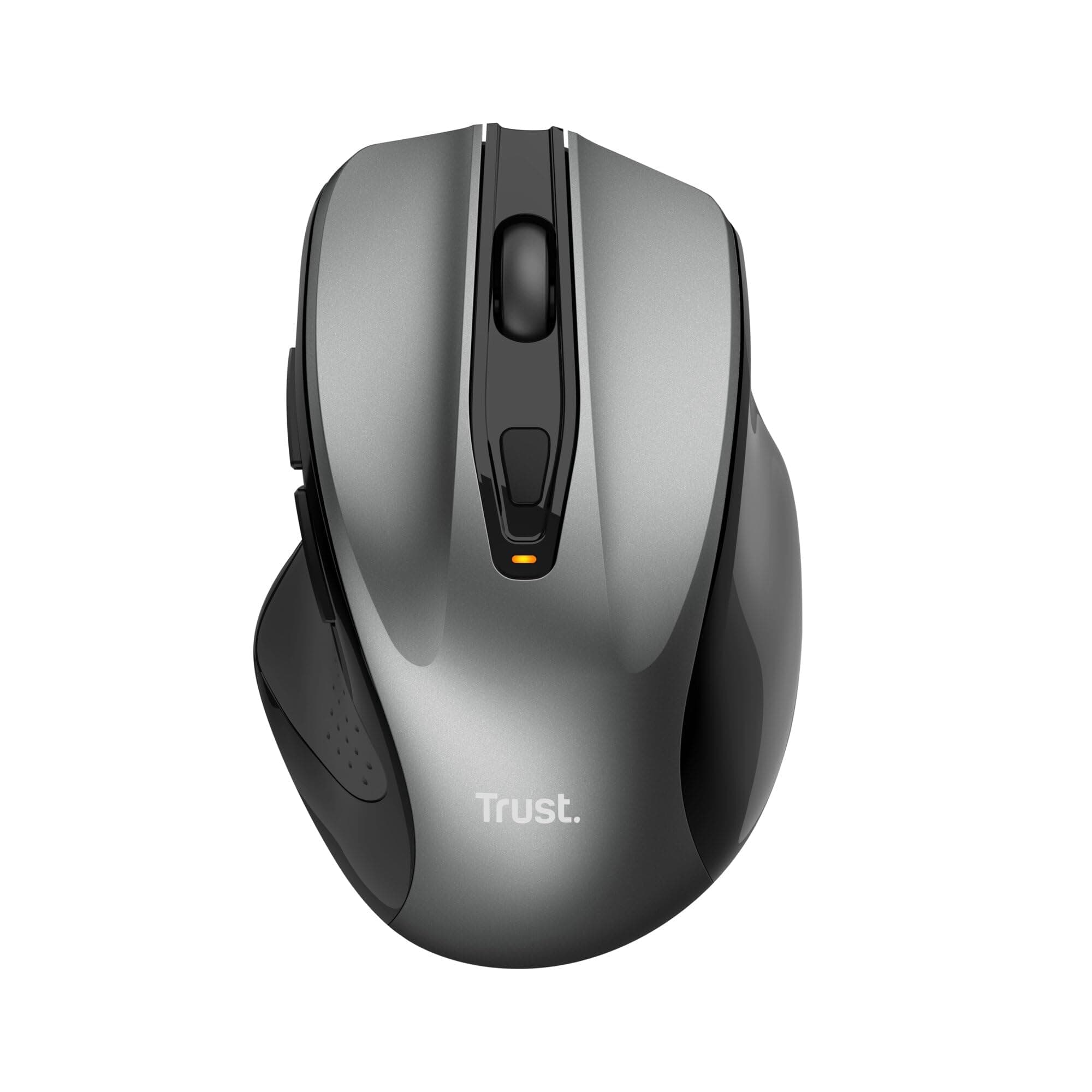 Trust Nito Mouse Wireless Ergonomico, Mouse senza Fili Confortevole, 6 Pulsanti, 800-2200 DPI, Microricevitore USB, Batteria Inclusa, Ufficio a Casa Mac PC Macbook Laptop Chromebook, Nero