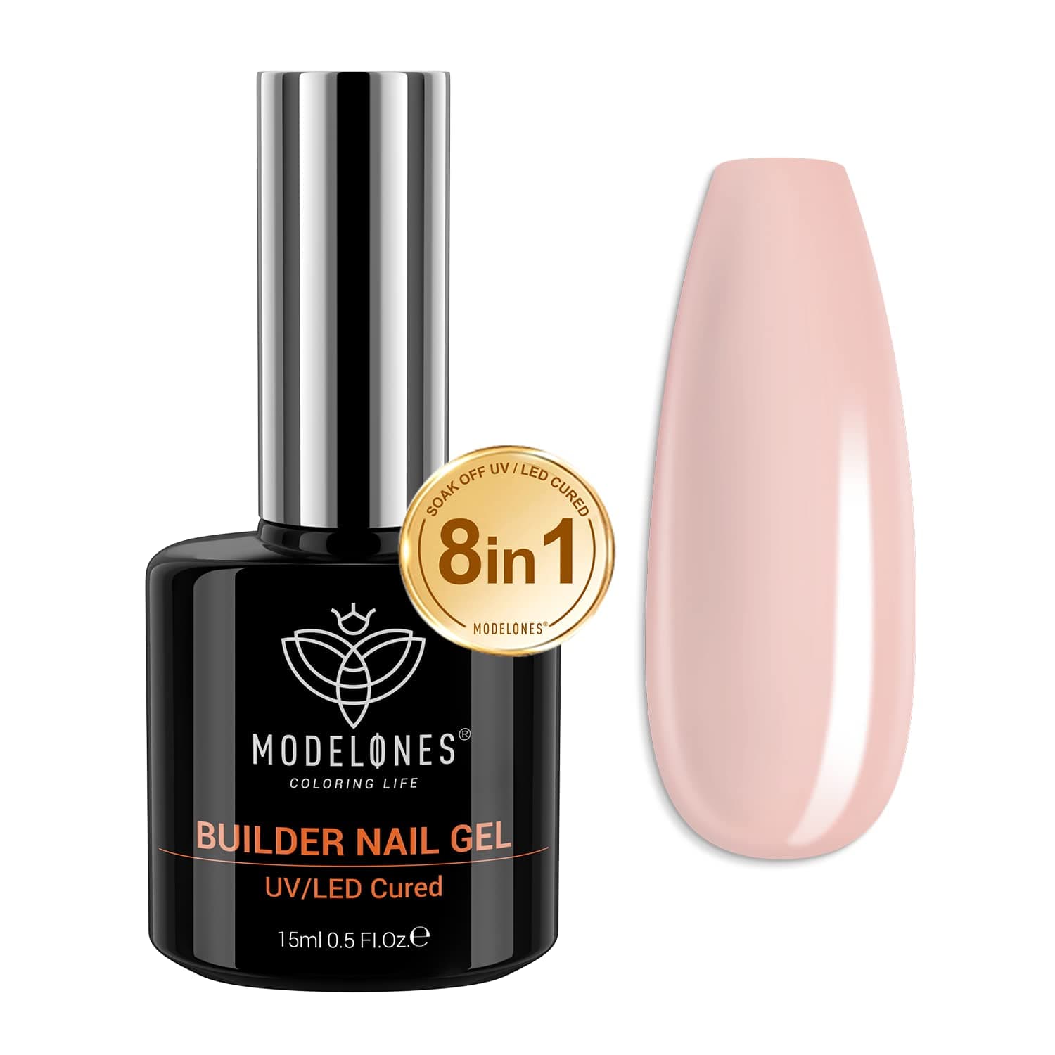 modelones Aufbaugel für Gelnägel, Extender Gel,Gellack,UV/LED-Nagellack, Building,Nagelfestiger, Nagelver, Base Coat, Nagelverlängerung Nail Art DIY 15ML(Nude Braun)