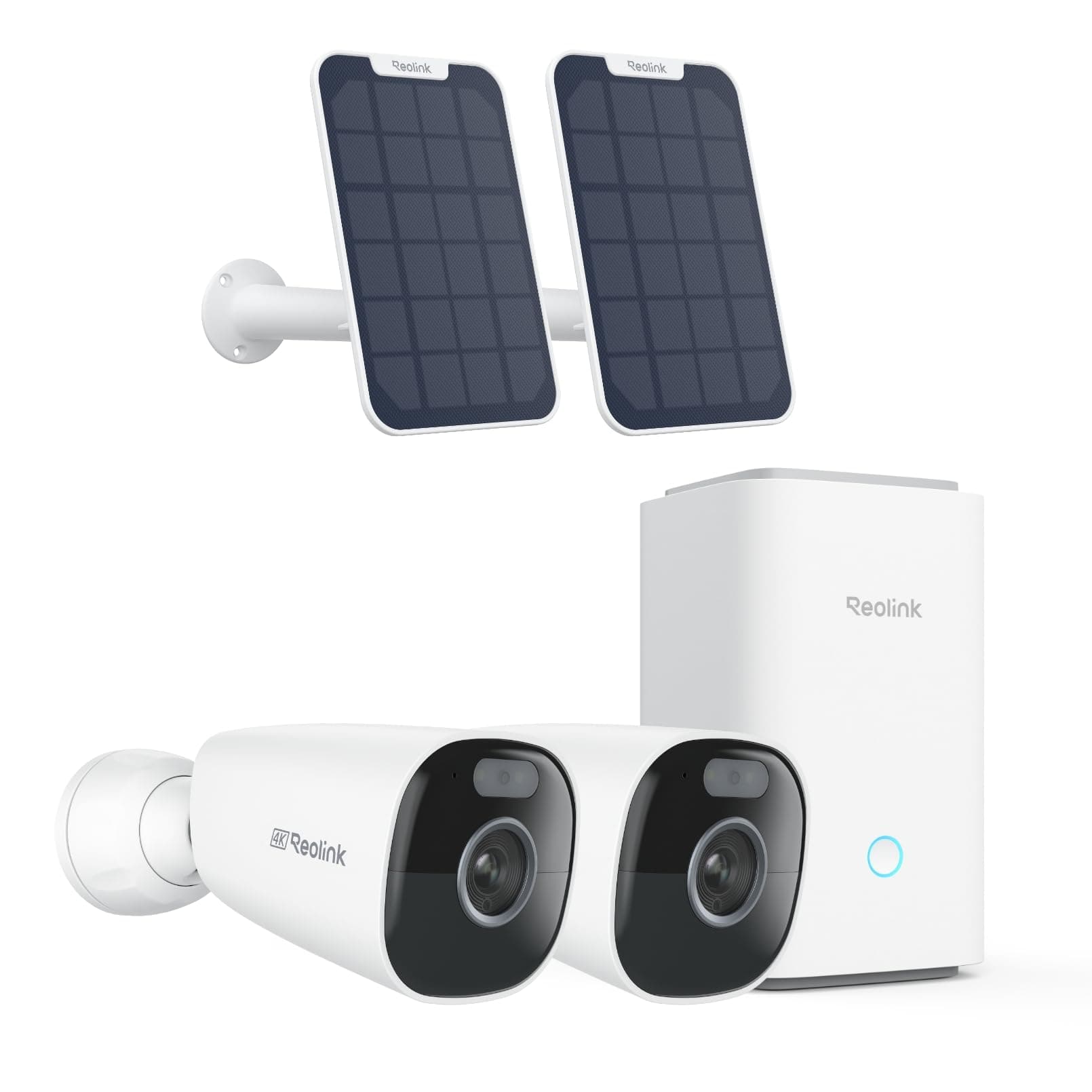 Reolink 4K Camara Vigilancia WiFi Exterior Solar con Home Hub, Visión Nocturna en Color, WiFi 2,4/5 GHz, Gestión Central y Almacenamiento, Set de 2 Argus Eco Ultra + Panel Solar
