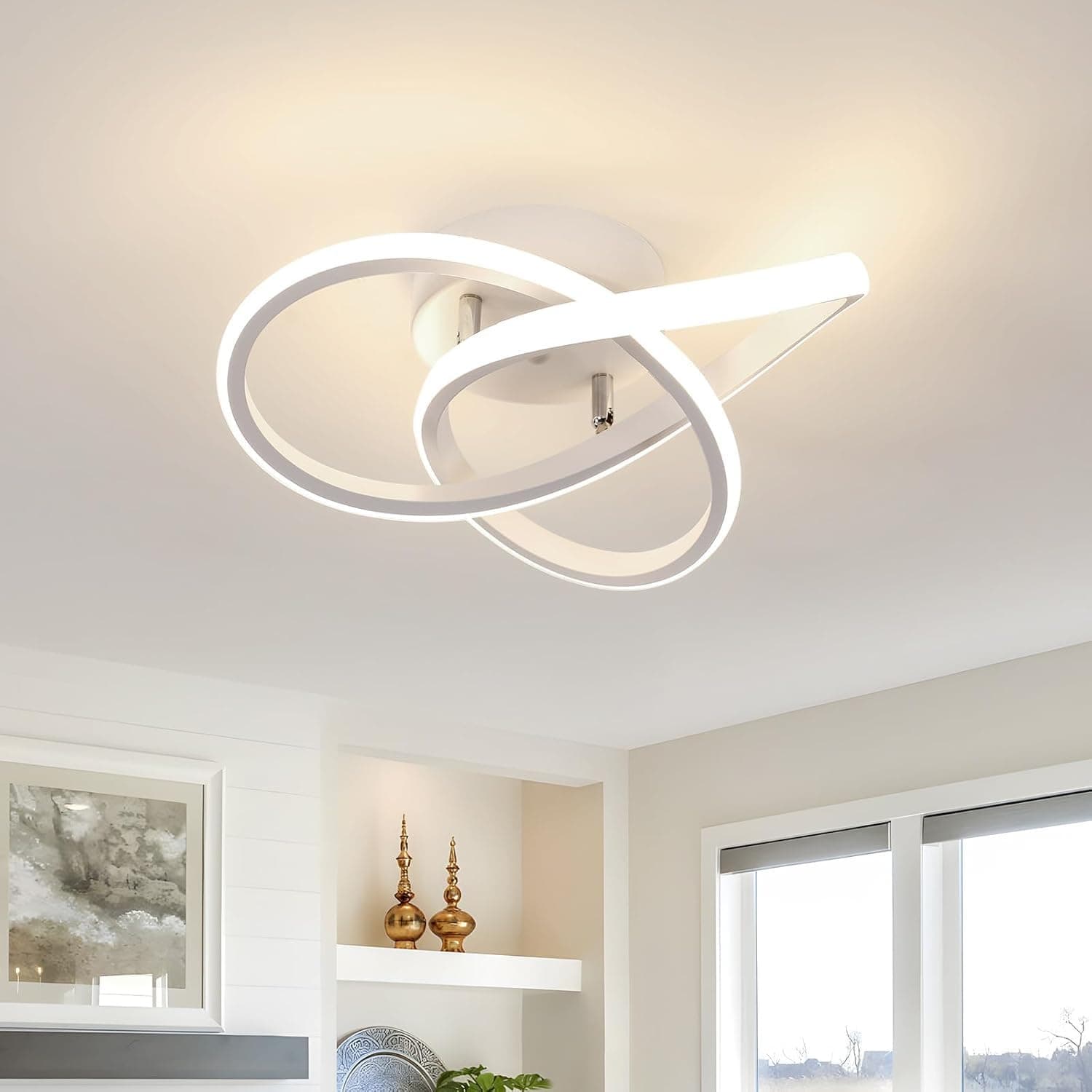 Comely Plafoniera LED Soffitto Moderna, 30W 3300LM Lampada da Soffitto LED Design Petalo, Bianco Acrilico Plafoniere per Camera da Letto Cucina Soggiorno Ufficio Balcone, 4500K Luce Naturale