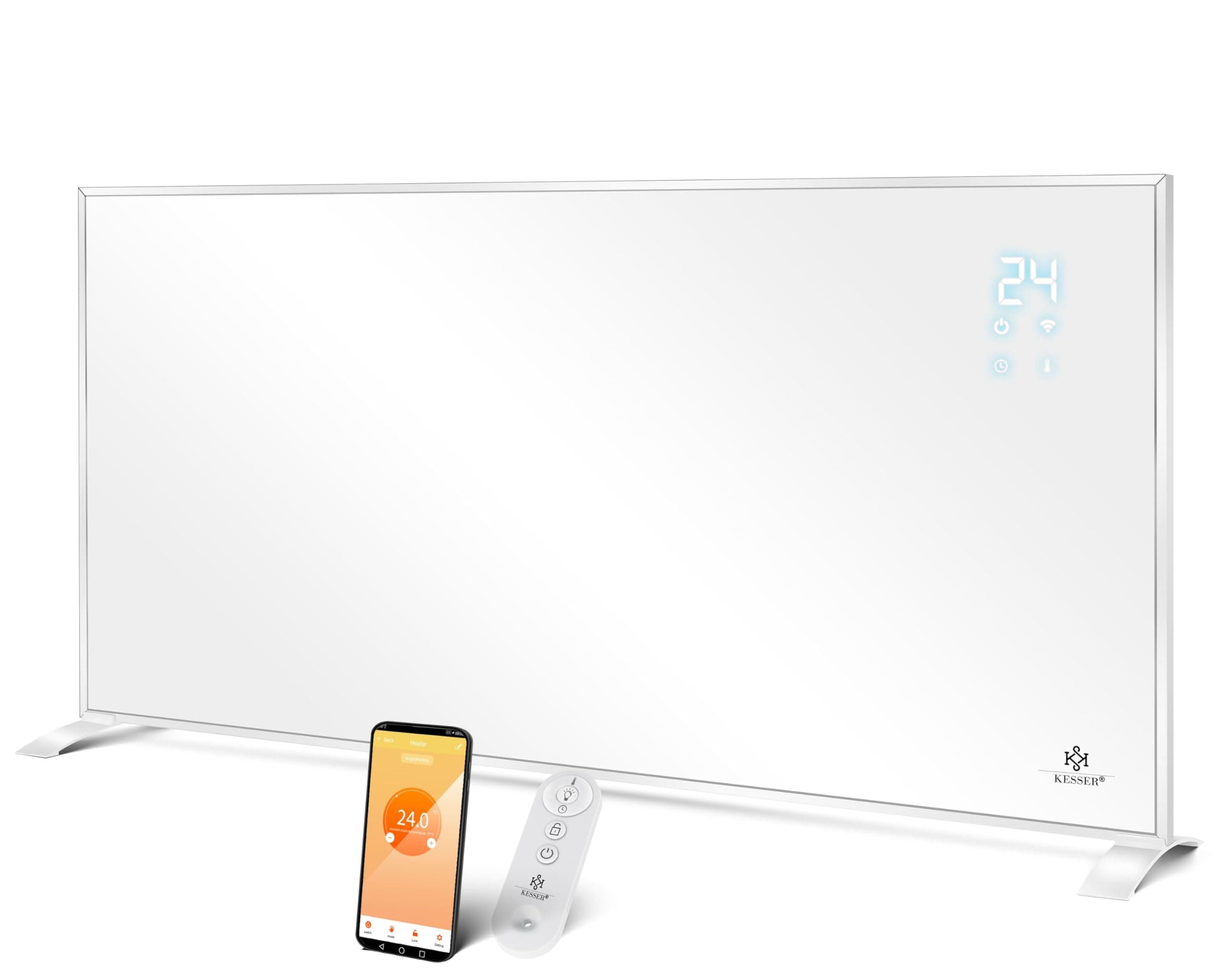 KESSER® Chauffage infrarouge Économie d'énergie Appareil sur pied infrarouge & Montage mural Chauffage électrique avec télécommande Thermostat & Contrôle