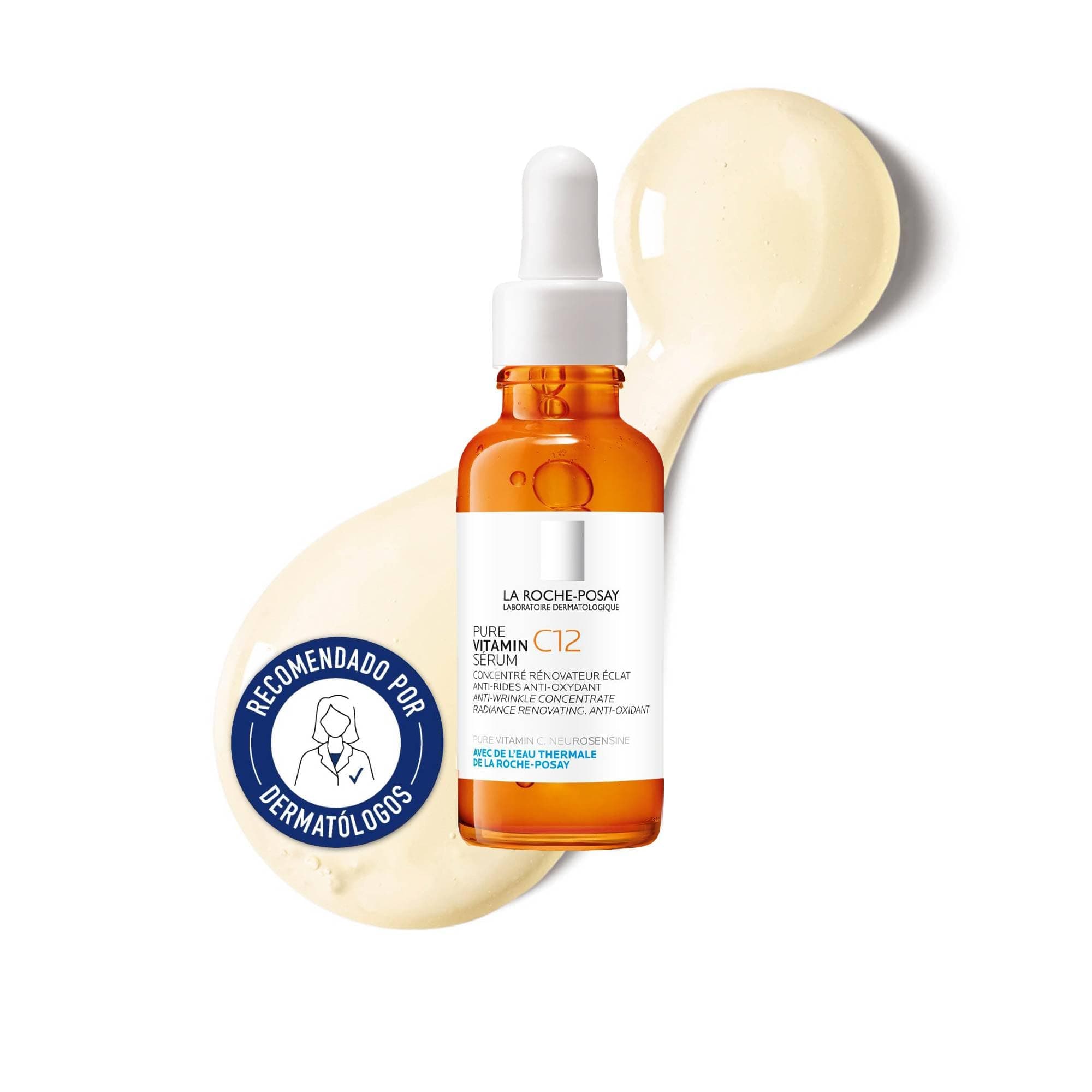 La Roche Posay, Pure Vitamin C12 Sérum Antiedad con Vitamina C, Corrige Arrugas, Ilumina y Alisa la Piel, Antioxidante, Renovación Celular, Para Todo Tipo de Pieles, 30ml