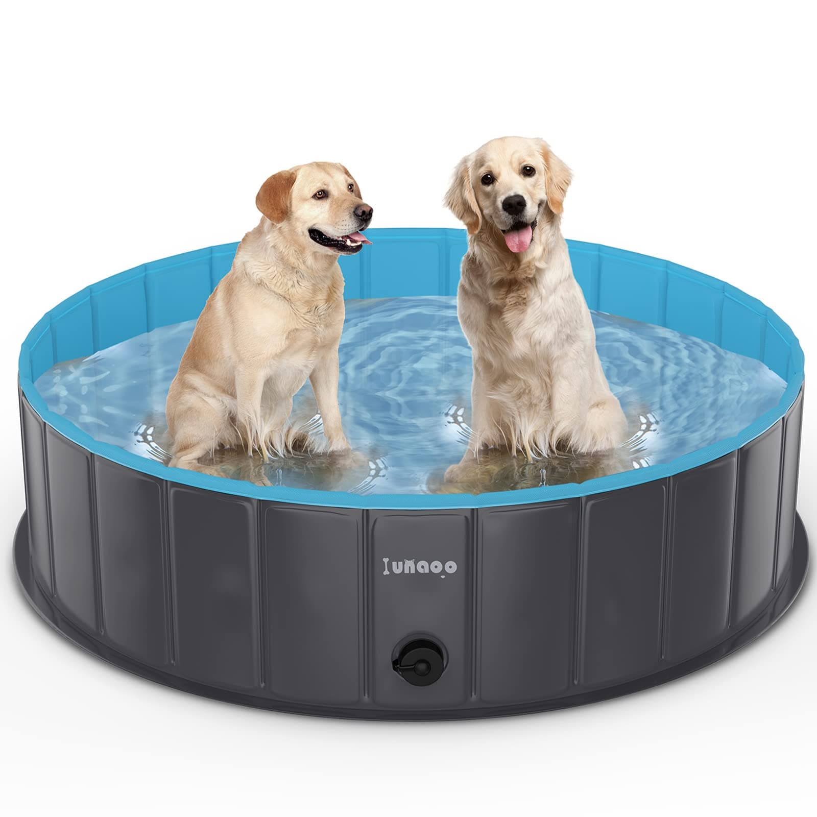 lunaoo Piscina per Cani Grandi Piegevole, Portatile Vasca da Bagno per Animali, Antiscivolo Animali Domestici Piscina Bagno per Cani Grandi e Piccoli, Azzurro Chiaro, 80 x 20 cm