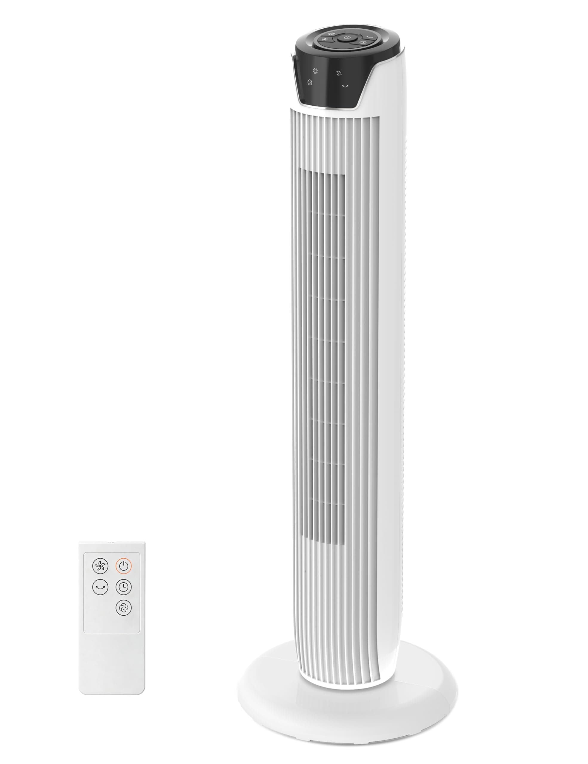 Midea Blanc Ventilateurs colonne avec Télécommande, Oscillation Silencieuse, Ventilateur Puissant, Affichage LED, 3 Modes, Minuterie 7 Heures, Design Intemporel et Élégant,FZ10-17JR