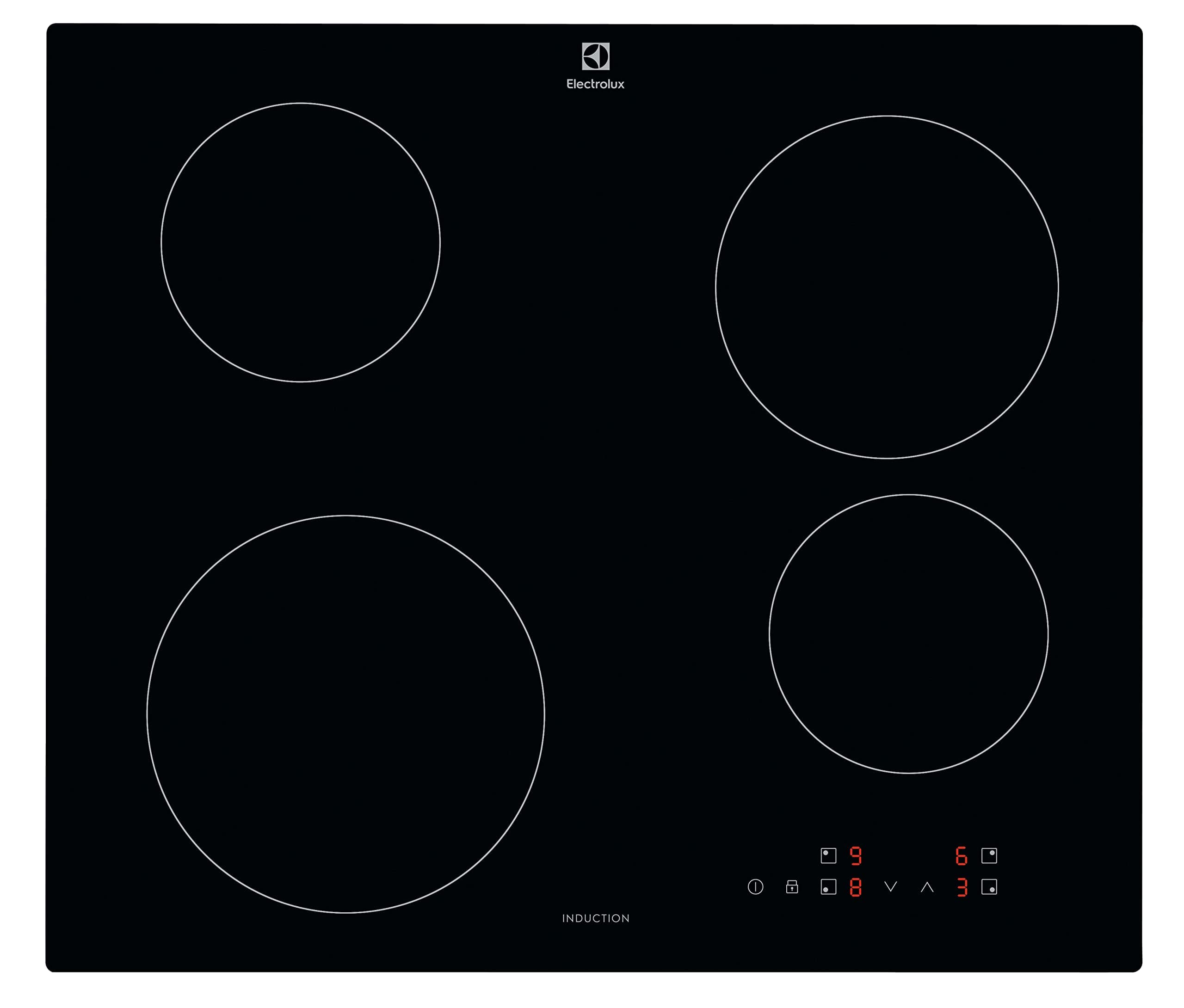 Electrolux Serie 300 Piano Cottura a Induzione da Incasso EIB60424CK, 4 Fuochi Rapidi, Comandi SliderTouch, Sicuro e Facile da Pulire, 60 cm, 590×520 mm, Nero, Design Moderno
