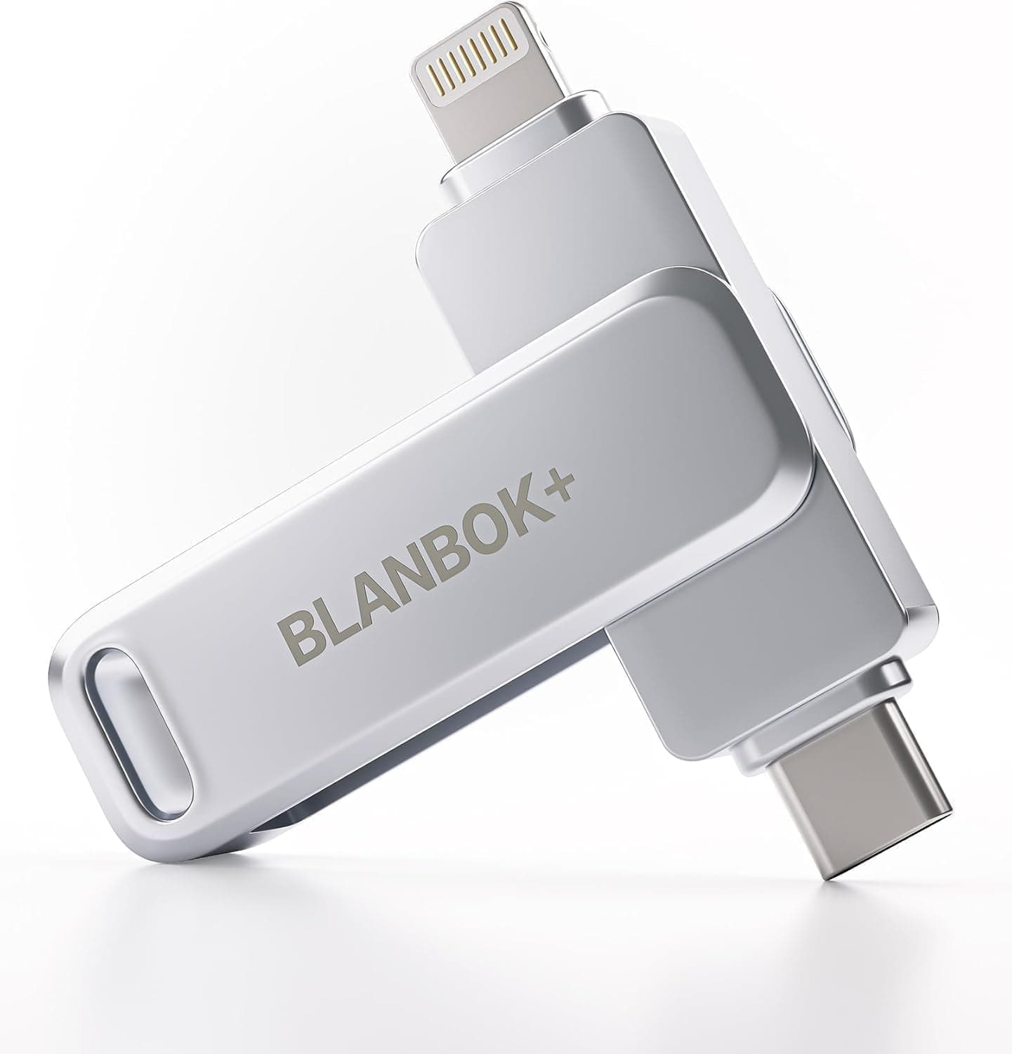 BLANBOK+ 128G Pendriver para iPhone, Memoria USB 3 en 1 Lightning y Type-C con Adaptador USB 3.0, Memoria Externa para iPhone