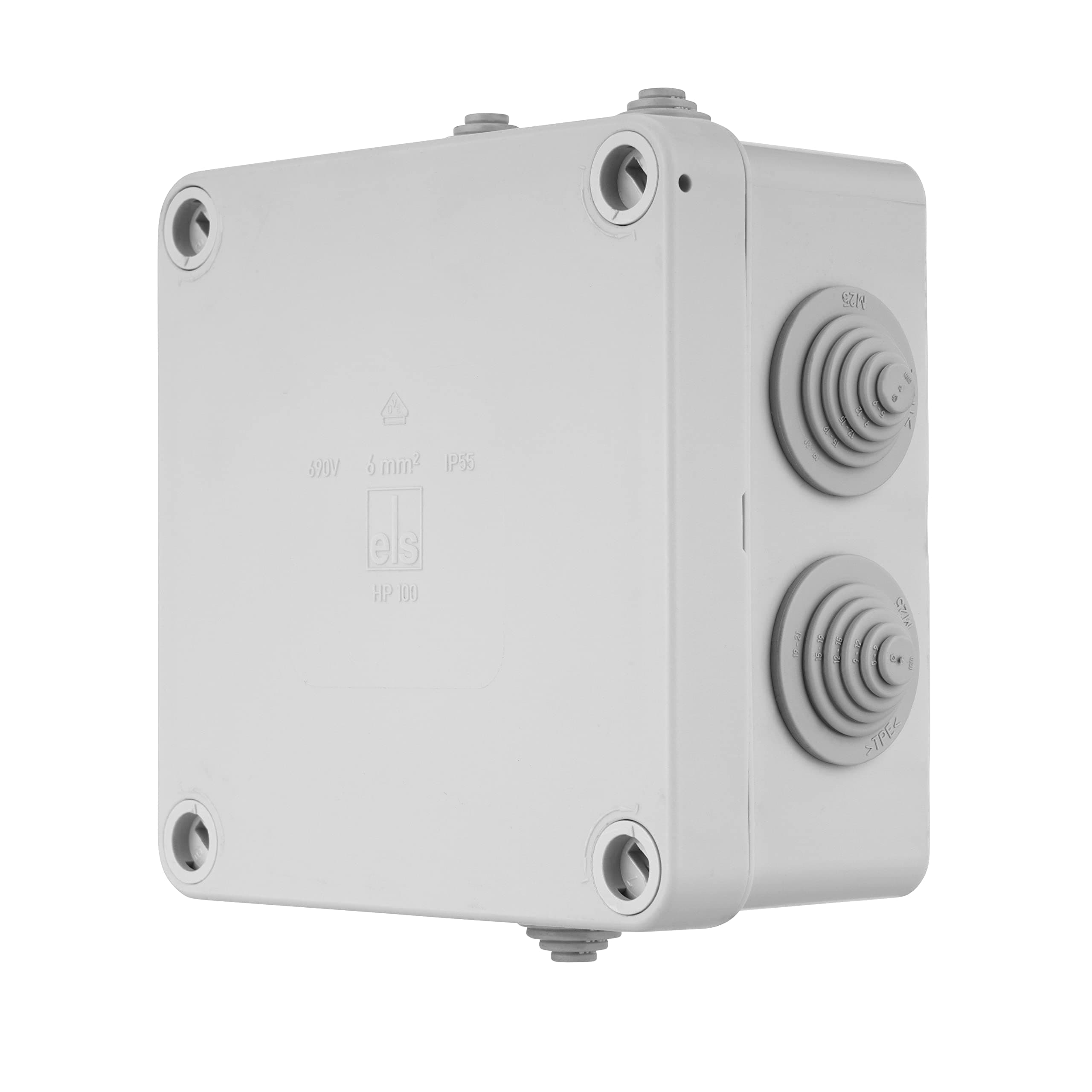 REV Verteilerkasten - Abzweigkasten-Verteilerdose 7fach, 113x113x58mm, IP54, grau