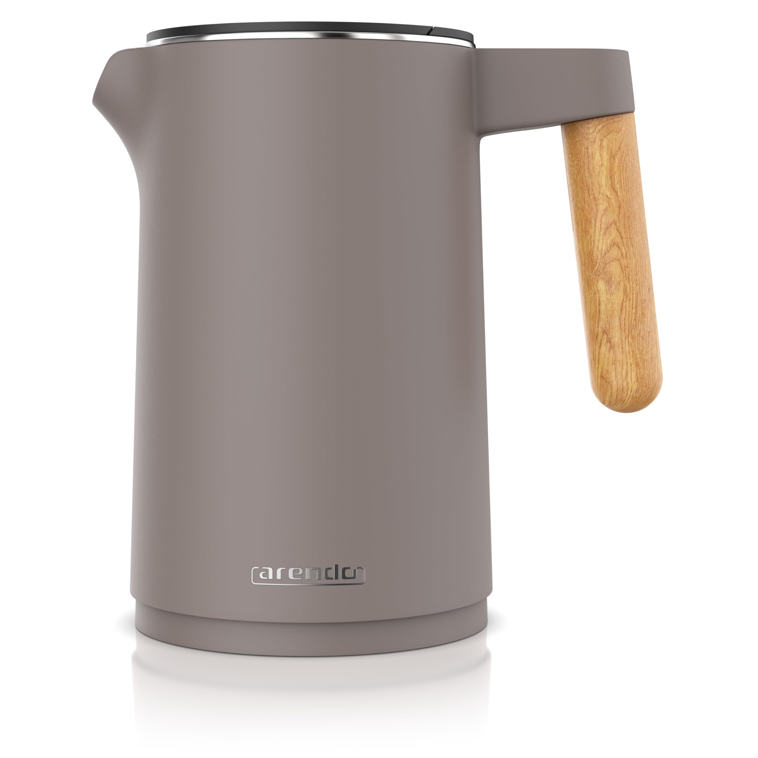 Arendo - Wasserkocher Edelstahl mit Temperatureinstellung - 45°C-100°C - 1.5 Liter - Doppelwand - BPA frei - Warmhaltefunktion - Teekocher mit Temperaturanzeige - Griff Cool Touch - Taupe