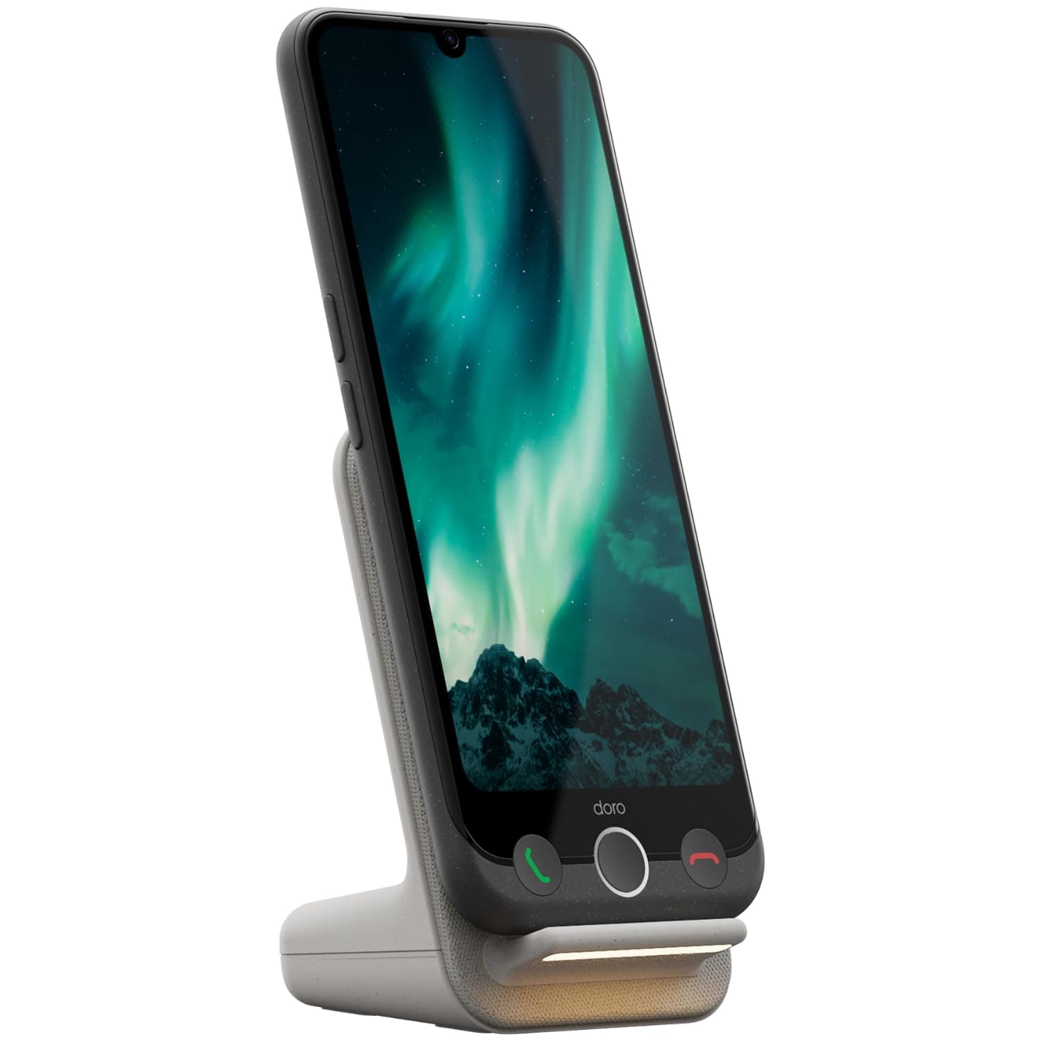 Doro - Pack Smartphone Aurora A30 - Socle de Charge Inclus - Téléphone Portable Senior - Facile à Utiliser - Touche d'Assistance avec Localisation GPS - Compatible Appareils Auditifs - Graphite