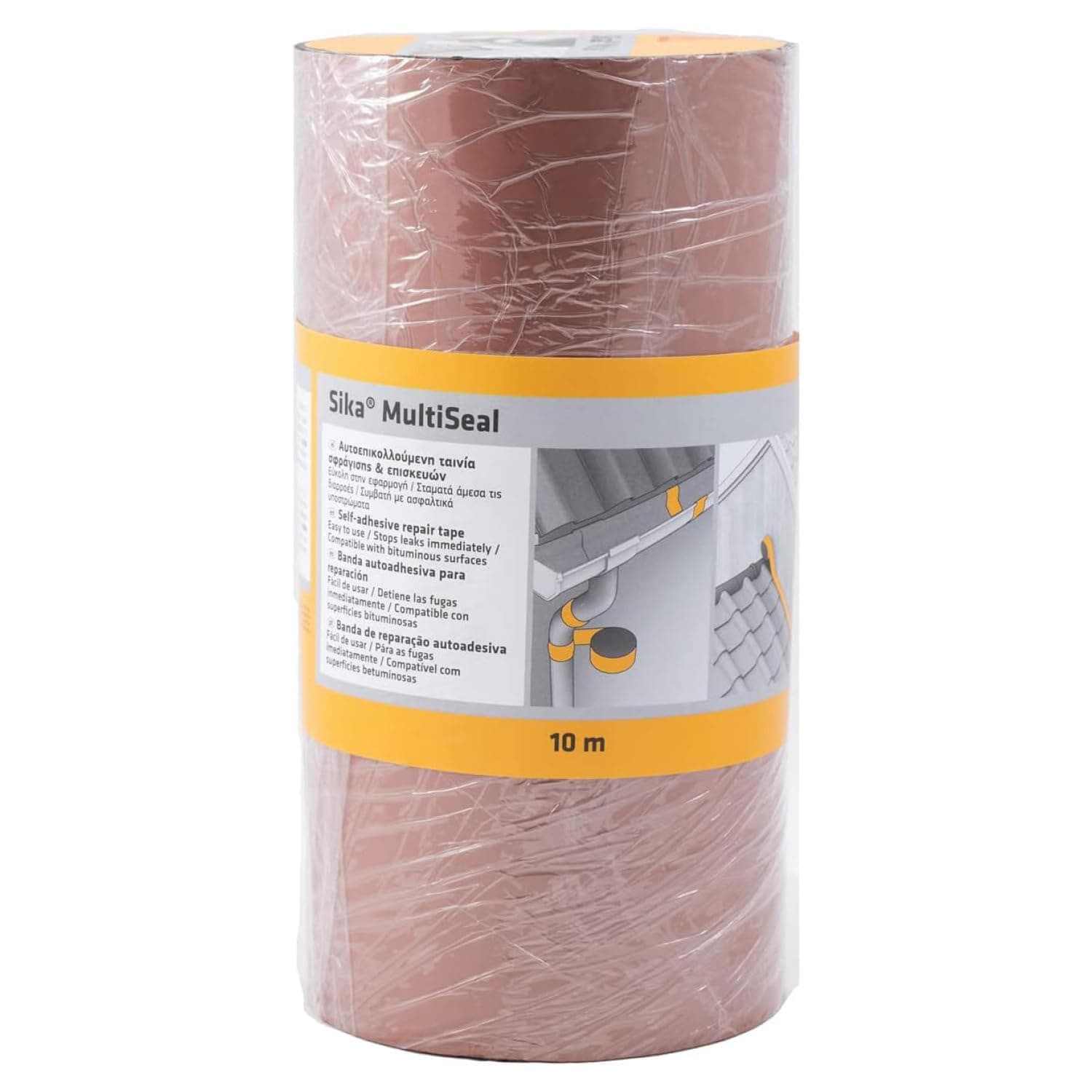 SIKA - Banda autoadhesiva bituminosa Multiseal - Terracota - Soporte múltiple - Para reparación de cubiertas y fisuras en edificios - 10m x 300mm