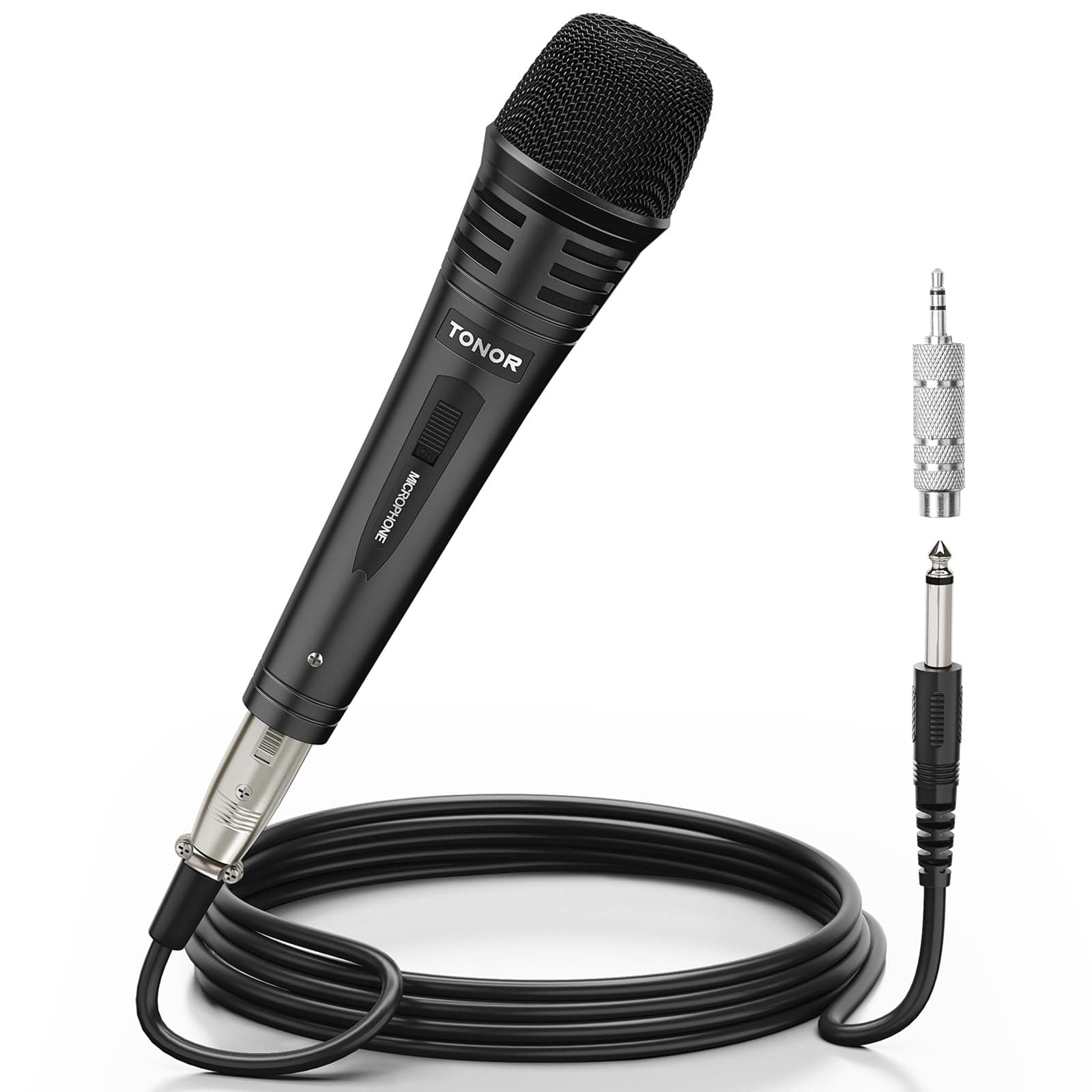 TONOR Microfono Dinamico per Karaoke con Cavo XLR 5M(500 cm),Microfoni Professionale in Metallo per Festa in casa, Canto, Parlato,Matrimonio,Mic Cardioide con Jack 6.35mm Compatibile con Altoparlante