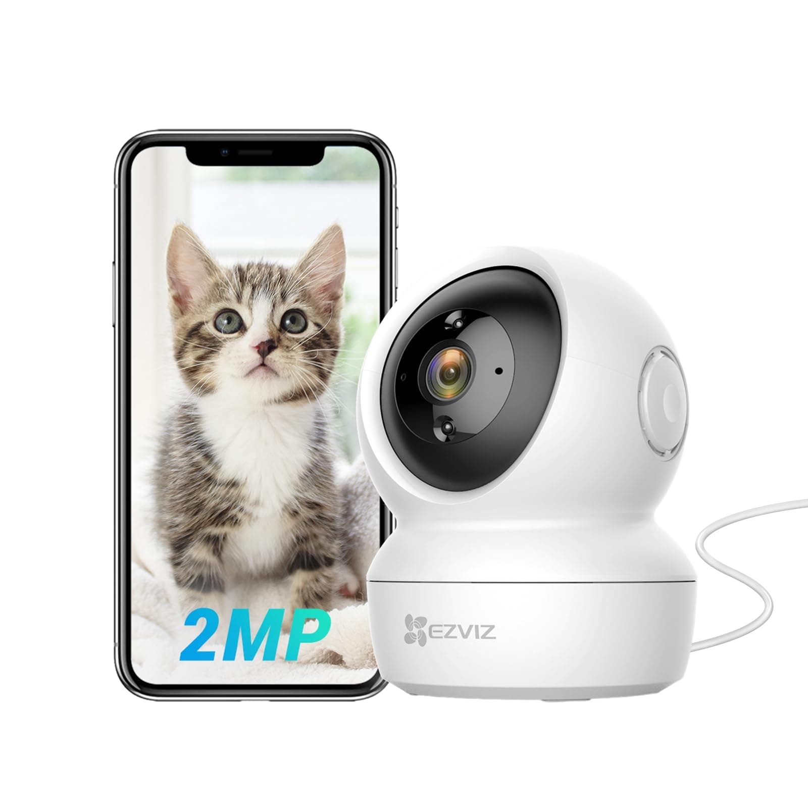 EZVIZ Cámara Vigilancia WiFi Interior 360º, 1080P Camara Vigilancia Bebe/Mascotas, Visión Nocturna, Audio Bidireccional, Detección de Movimiento, Control Remoto, Compatible con Alexa, Andriod/iOS,C6N