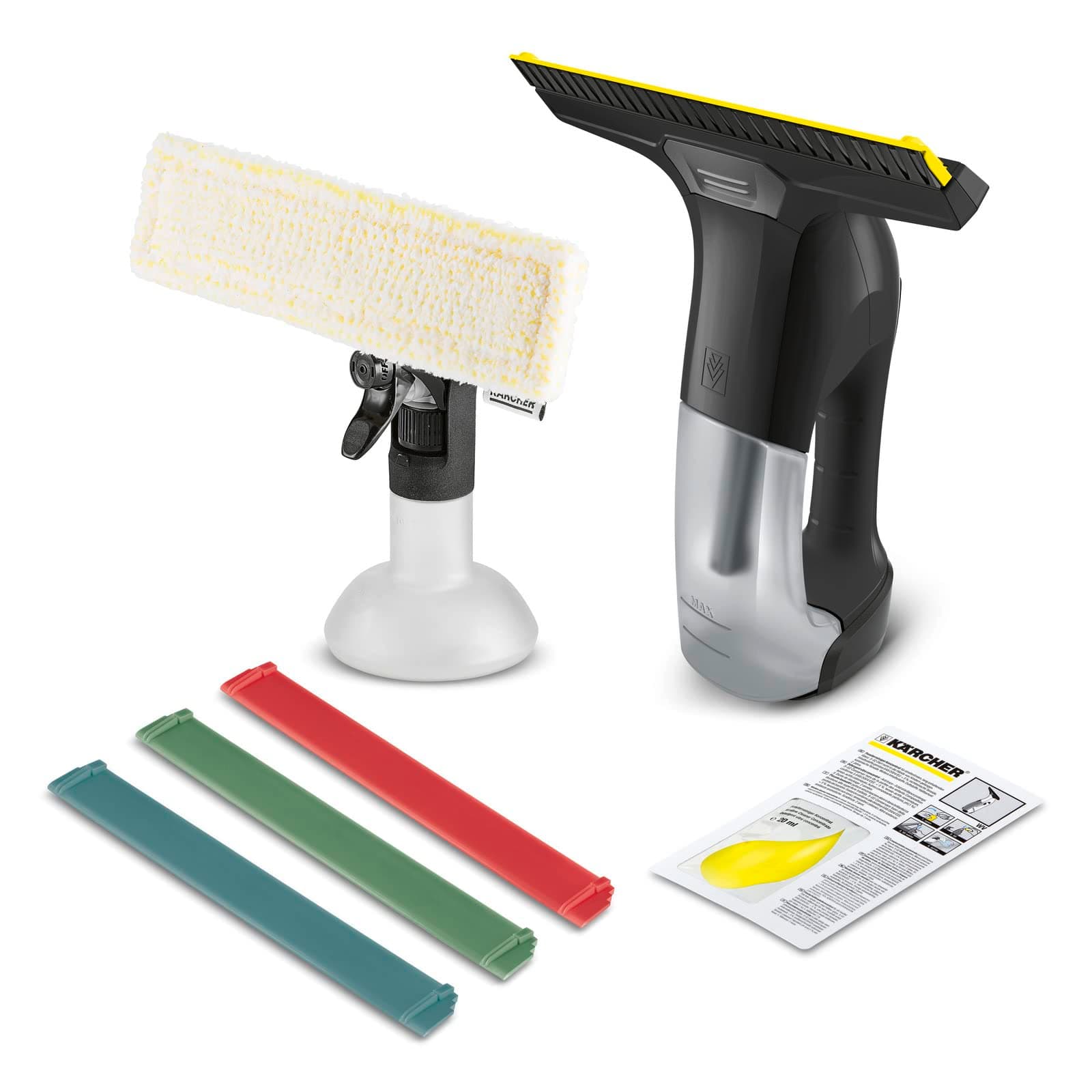 Kärcher Nettoyeur de Vitres WV 6 Plus Multi Edition, Autonomie Extra Longue : 100 min, Flacon Pulvérisateur & Bonnette en Microfibres, 3 Raclettes de Rechange, 20 ml de Nettoyant Concentré pour Vitres