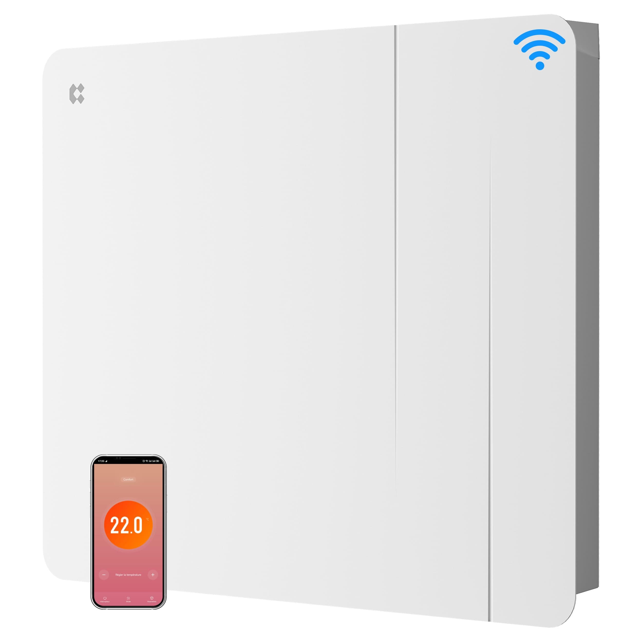 CIARRA Radiateur à Inertie Céramique et Film Chauffant 1000W - Double Technologie pour Petites Pièces (10-15m²) - WiFi, Programmateur, Sécurité Enfant - CBHTD10A-W