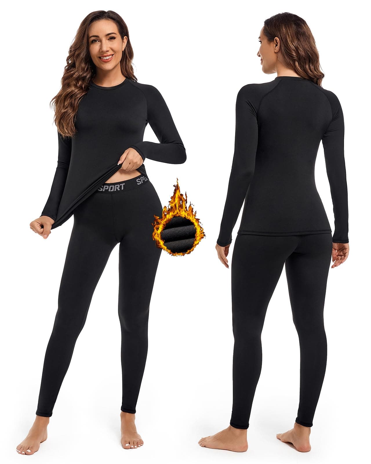 Hyeek Ropa Interior Térmica Mujer, Conjunto Camiseta Termica y Pantalón | Ropa interior térmica mujer con camiseta de manga larga y pantalón, cálida y transpirable para frío extremo, esquí y moto