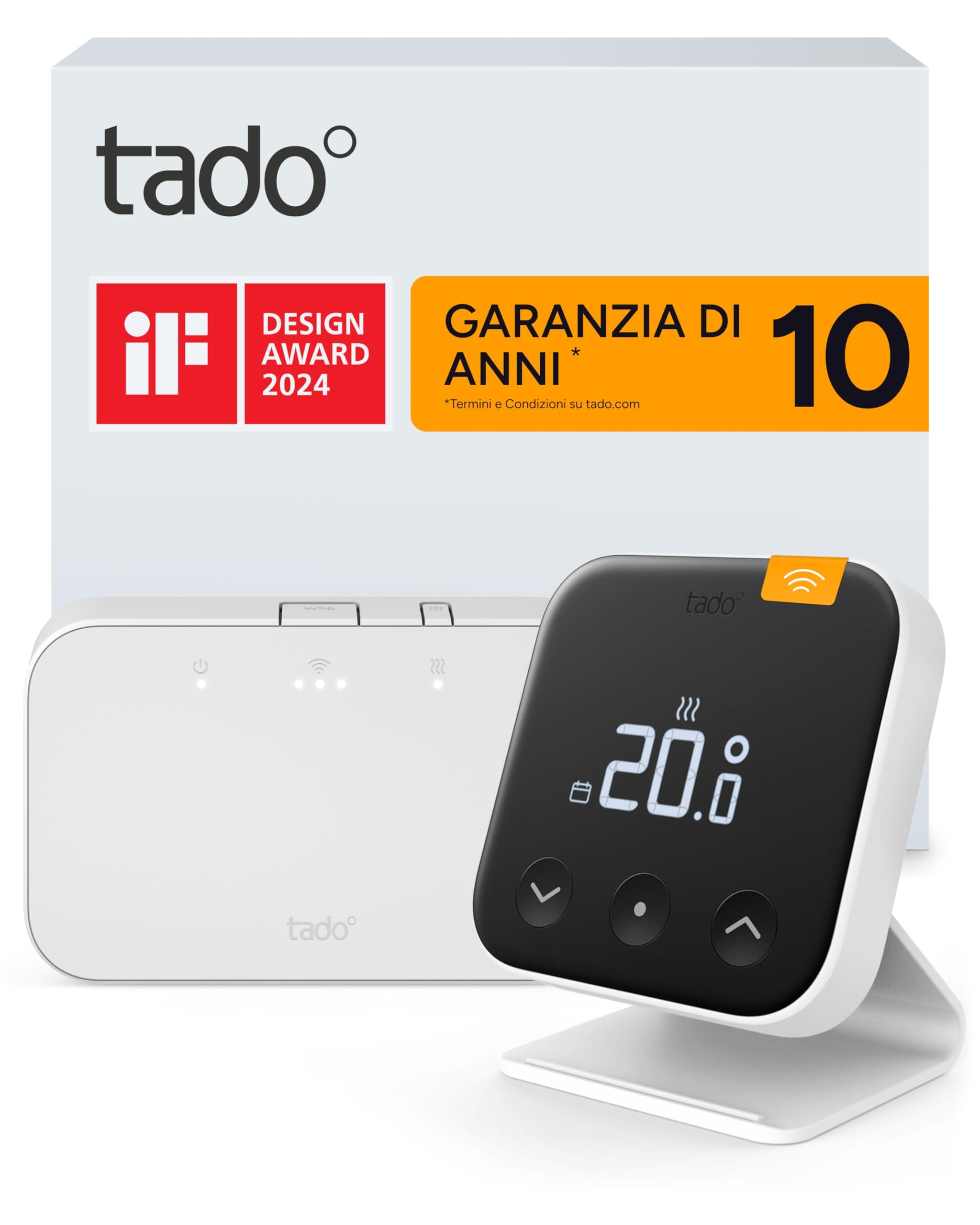 tado° Termostato X intelligente senza fili - Kit di base con termostato ambiente, Bridge X e supporto, controllo con app e Smart Speaker (Alexa, Siri, Google Assistant)