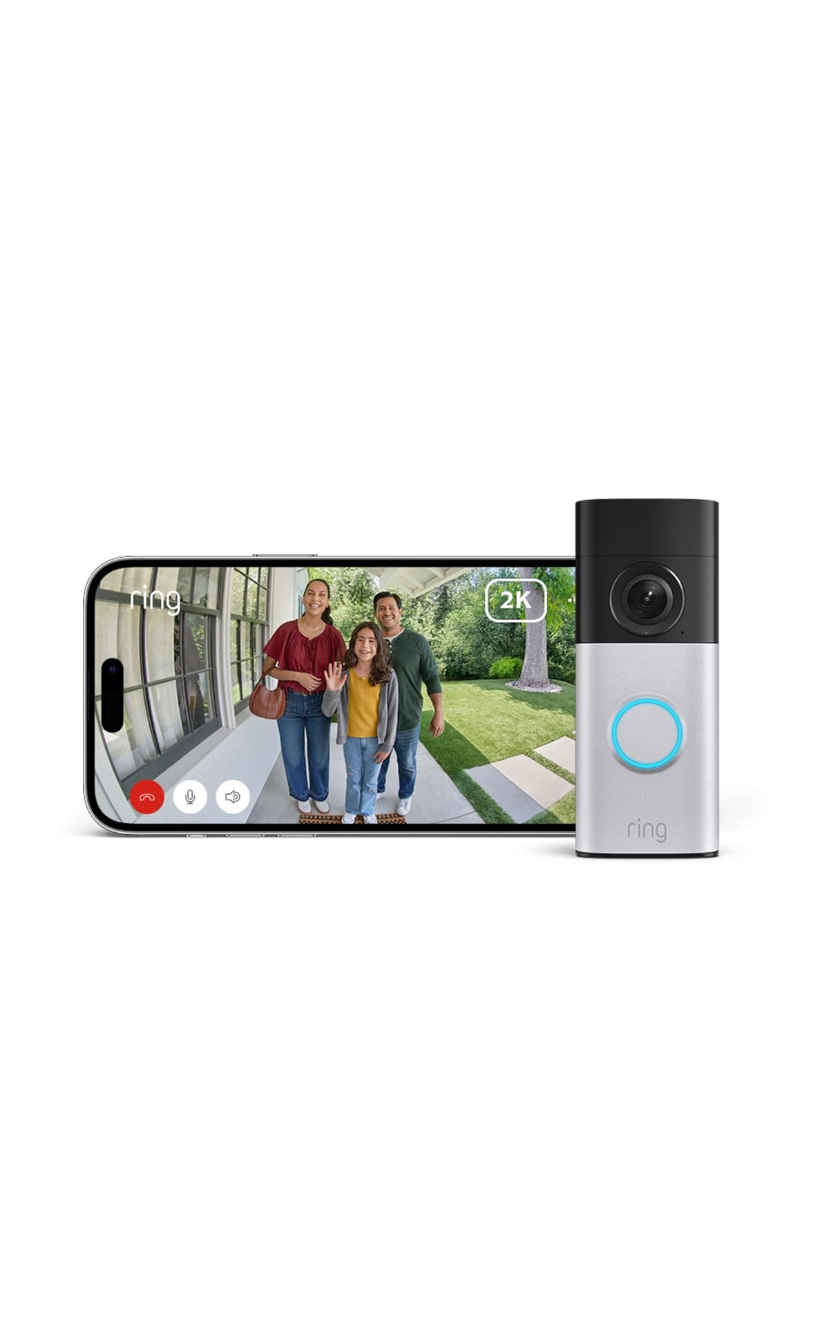 Videocitofono Plus cablato (Wired Video Doorbell Plus, ultimo modello) | Campanello con videocamera | Retinal 2K | Ampio campo visivo | Prova gratuita di 30 giorni del piano d'abbonamento Ring