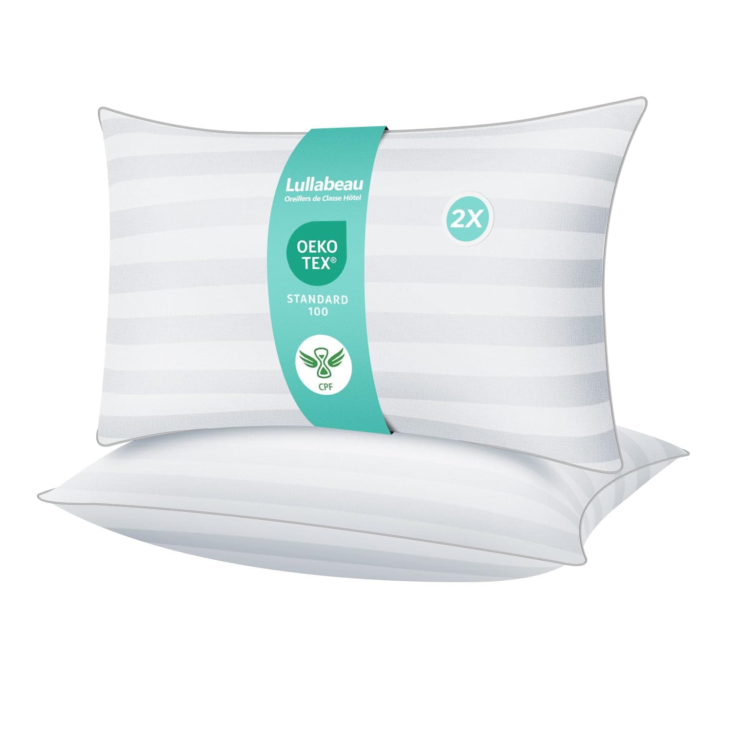 Lullabeau Oreiller 50x70 cm Lot de 2, Oreillers doux Moelleux, Qualité Hôtelière de Luxe, Oreillers Classiques, Coussin Respirant et Doux, Lavable, Idéal pour Dormeurs sur Le Côté, Le Dos et Le Ventre