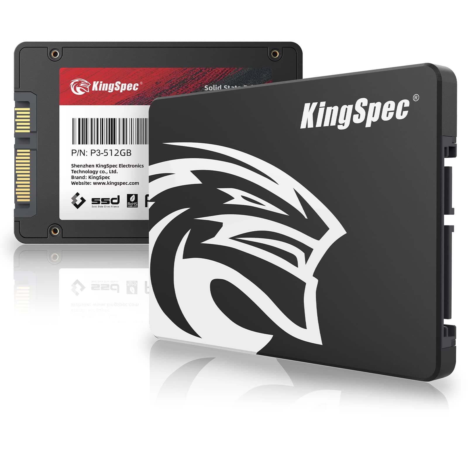 KingSpec 512Go 2.5" SATA SSD, 3D NAND Flash Disque Dur SSD Interne, Vitesse de Lecture jusqu'à 550 Mo/Sec - pour Ordinateur de Bureau/Portable/Tout-en-Un