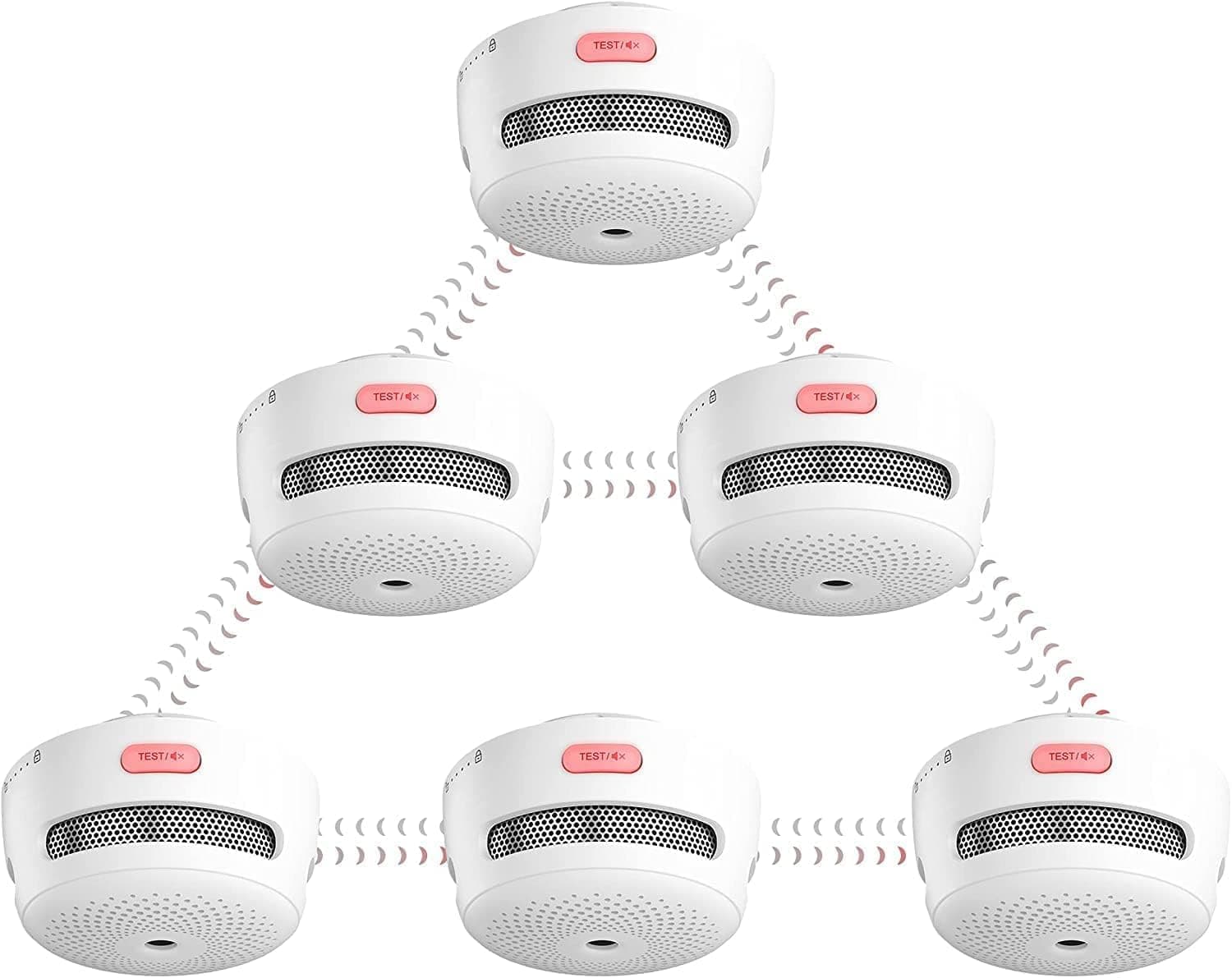 X-Sense Mini-Détecteur de Fumée en Réseau sans Fil, Détecteur d'Incendie avec Batterie Remplaçable, Conforme à la Norme EN 14604, Link+, XS01-WR, Lot de 6