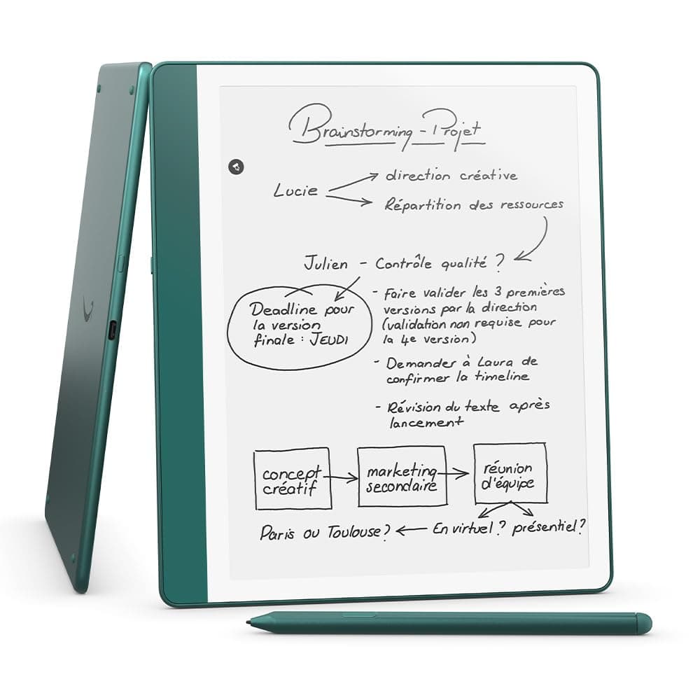 Amazon Kindle Scribe (64 Go) | Écran repensé avec bordures uniformes | Écriture dans les livres et documents |Stylet premium inclus | Vert métallisé