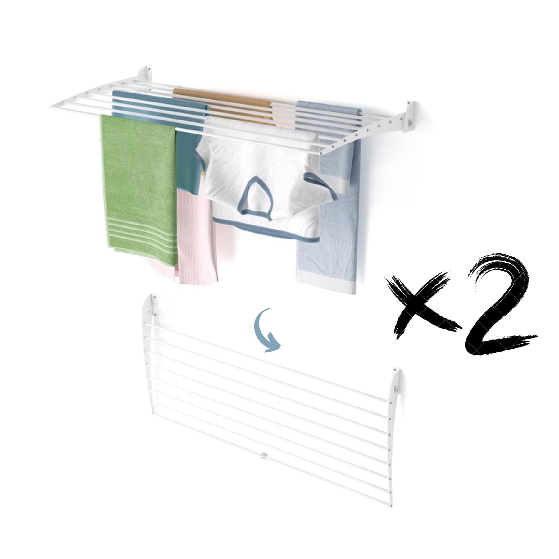 foxydry Fold, Tendedero de Pared, tendedero Vertical, Plegable de Interior y Exterior de Aluminio y Acero 118x50x50 cm