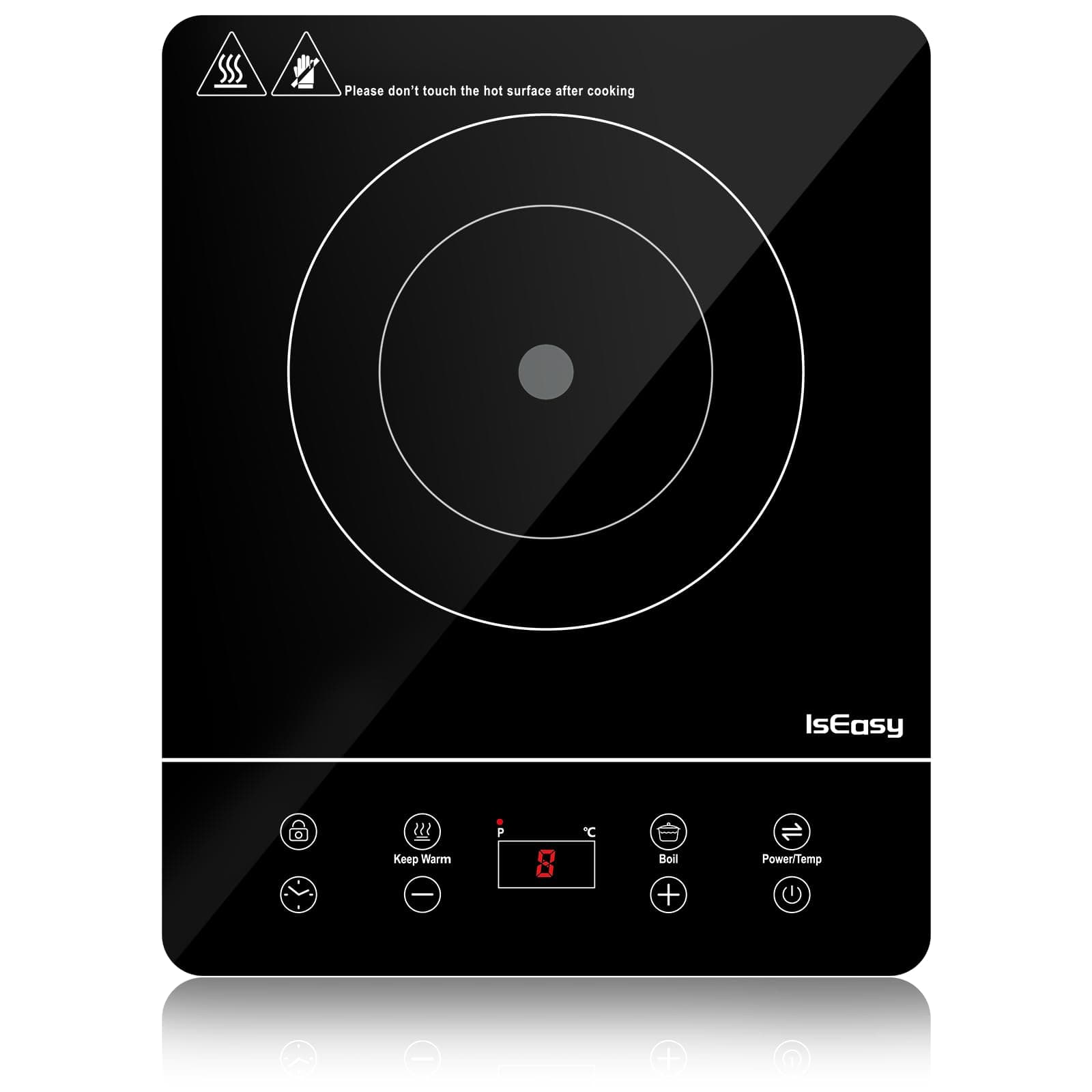 IsEasy Plaque Induction Portable, Plaque de Cuisson à Induction 2100W, Table Induction 1 Feux, Verrou Enfants, Minuteur 8/h, Contrôle de Température Stable