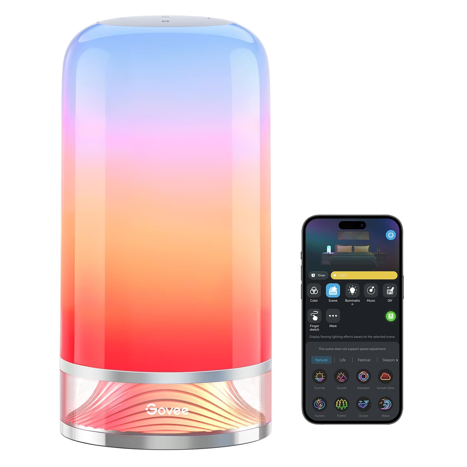 Govee LED Tischlampe, Nachttischlampe Touch Dimmbar RGBICWW, Steuerung von Alexa mit 70+ Szenenmodi, 500 Lumen, Funktioniert mit Matter, 2700-6500k, für Wohnzimmer und Schlafzimmer
